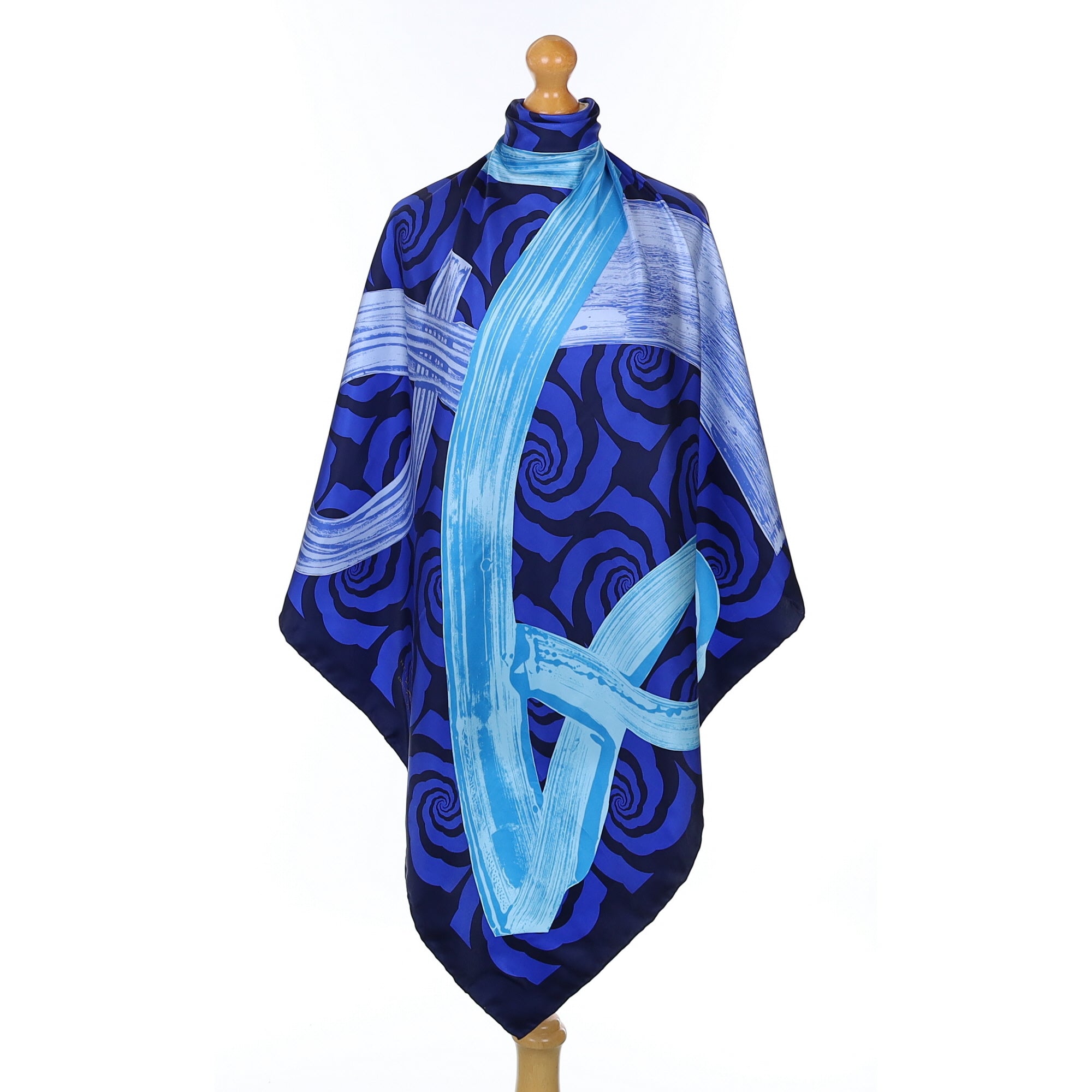 English Eccentrics Mixed Blue Silk Scarf
