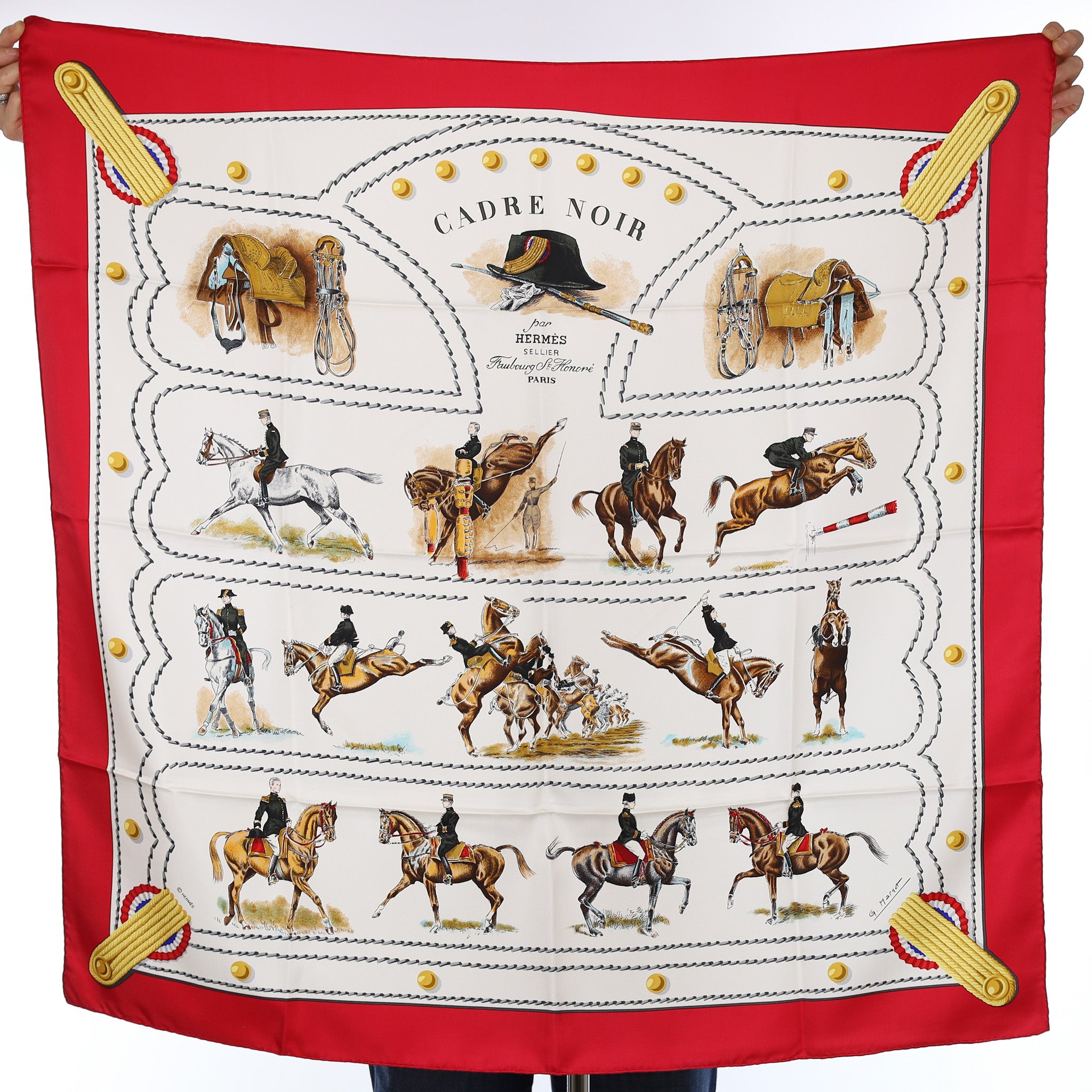 Brand New Boxed Hermès Cadre Noir Vintage Silk Scarf Rare