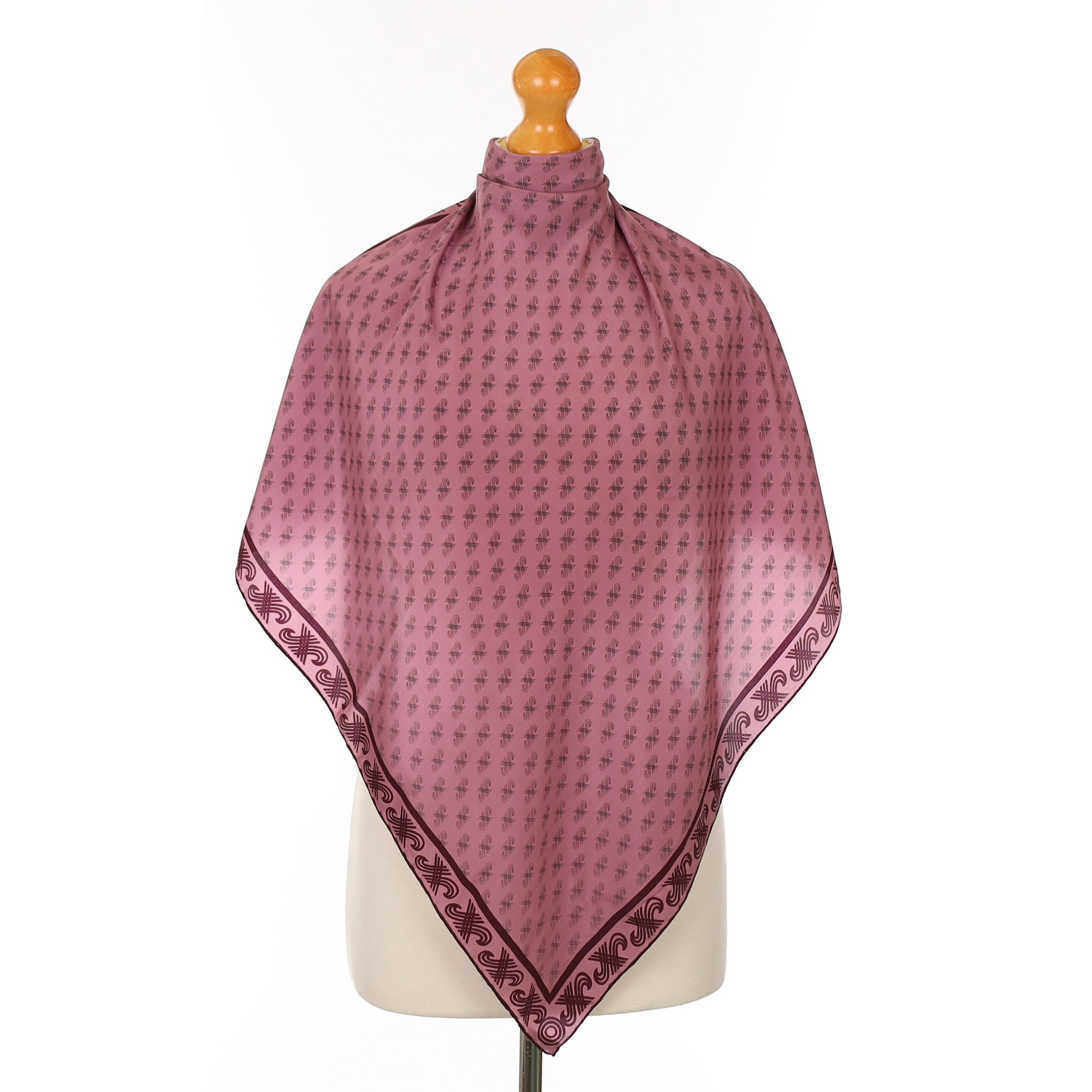 1970's Jaeger Purple Patterned Vintage Silk Scarf