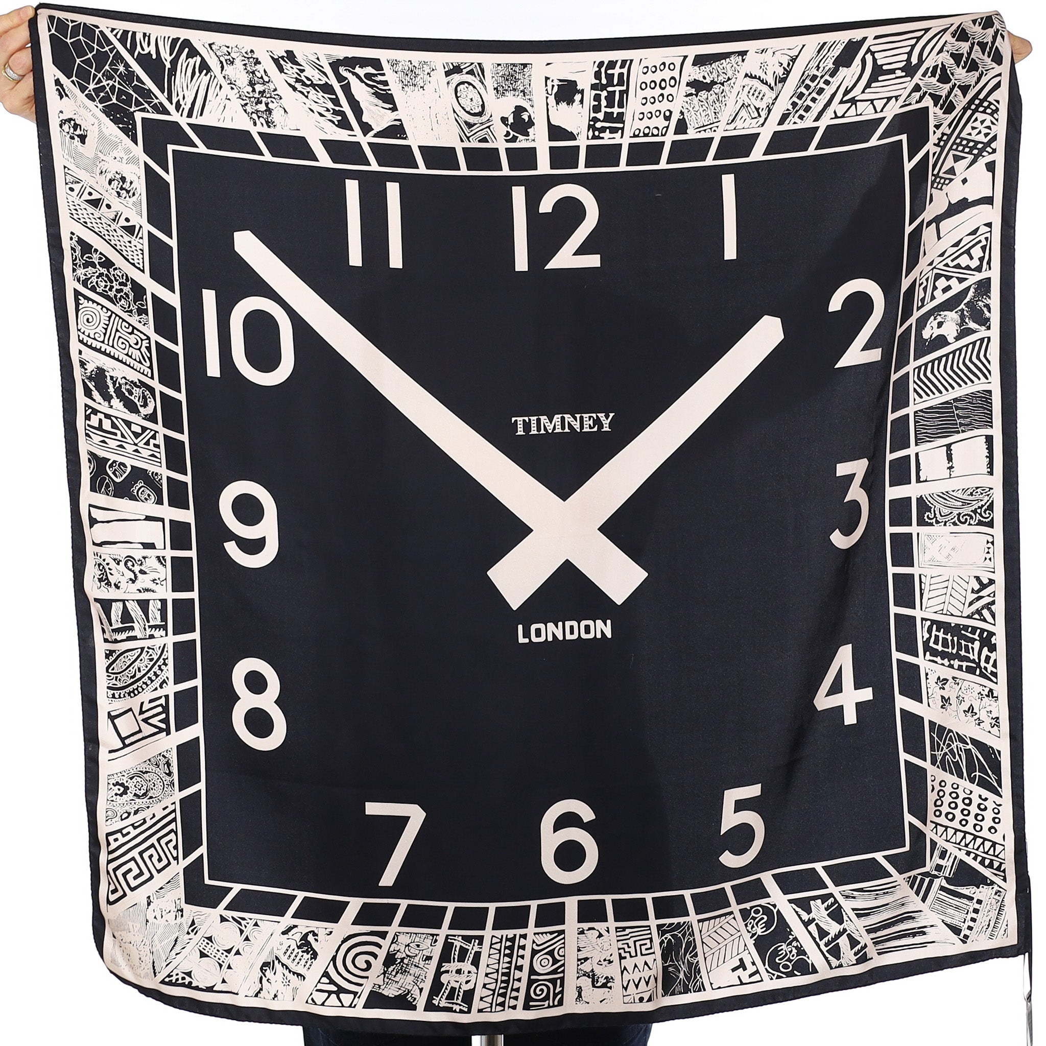 Brand New Timney Clock Silk Scarf
