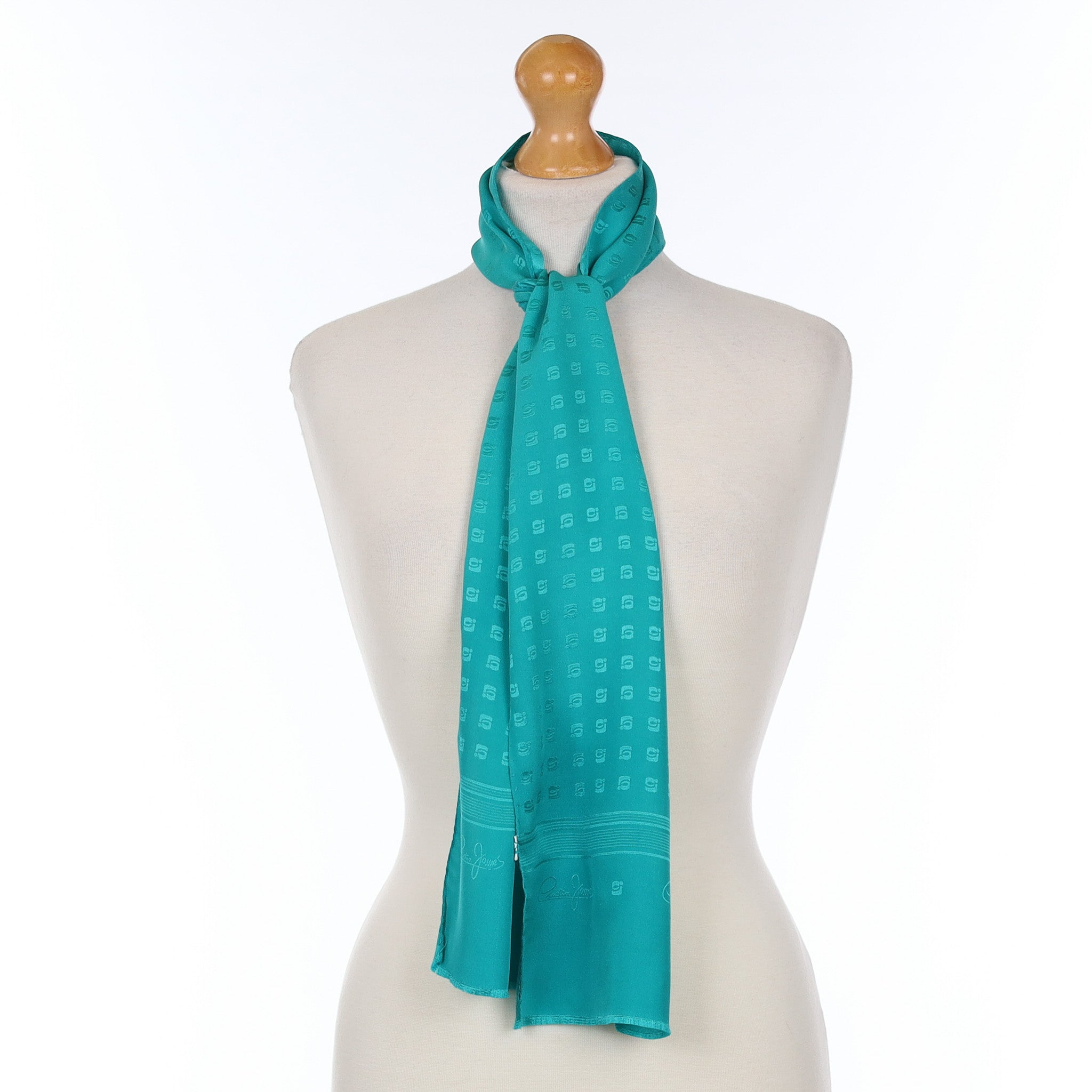 Cornelia James Aqua Green Long Silk Scarf
