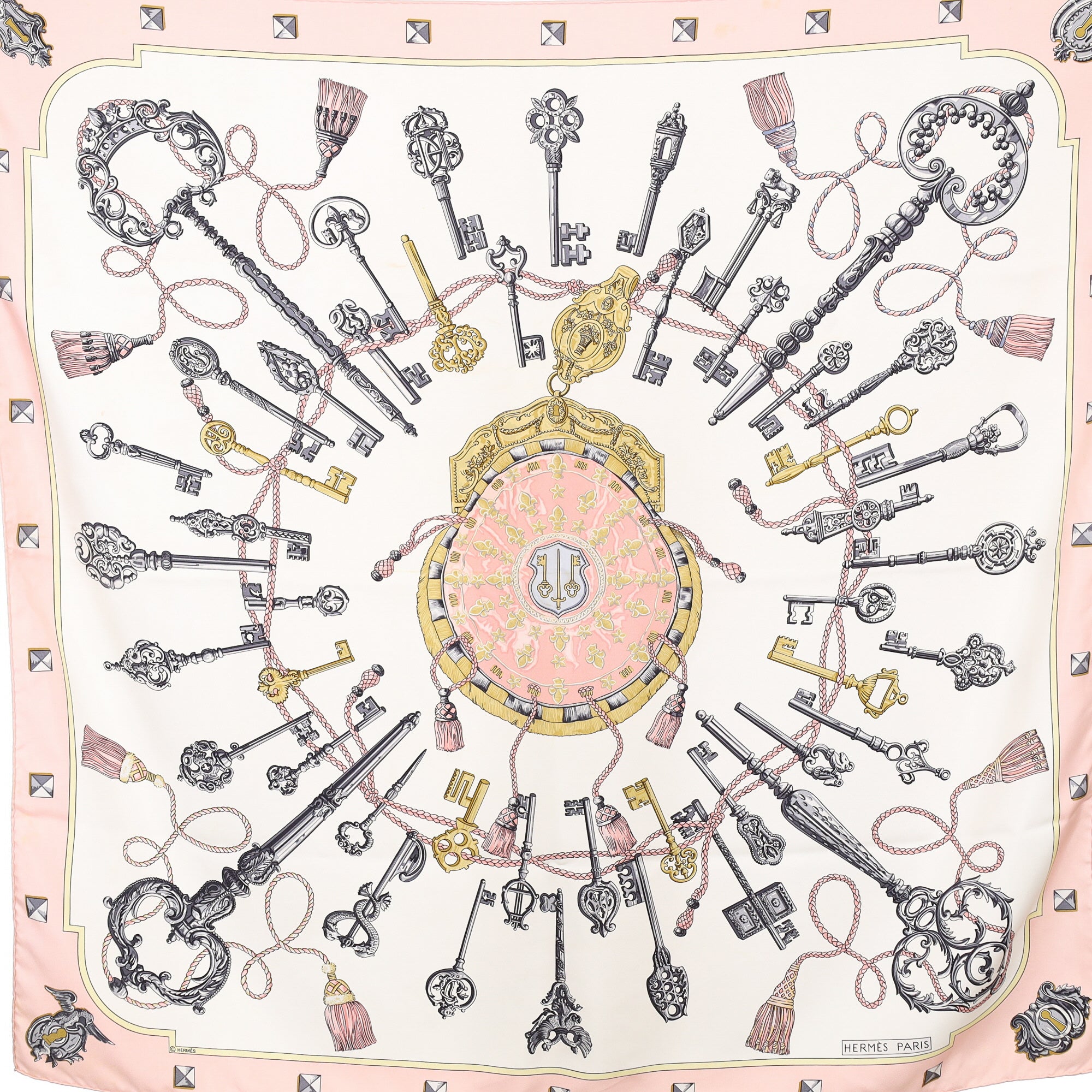 Hermès Les Cles Silk Scarf
