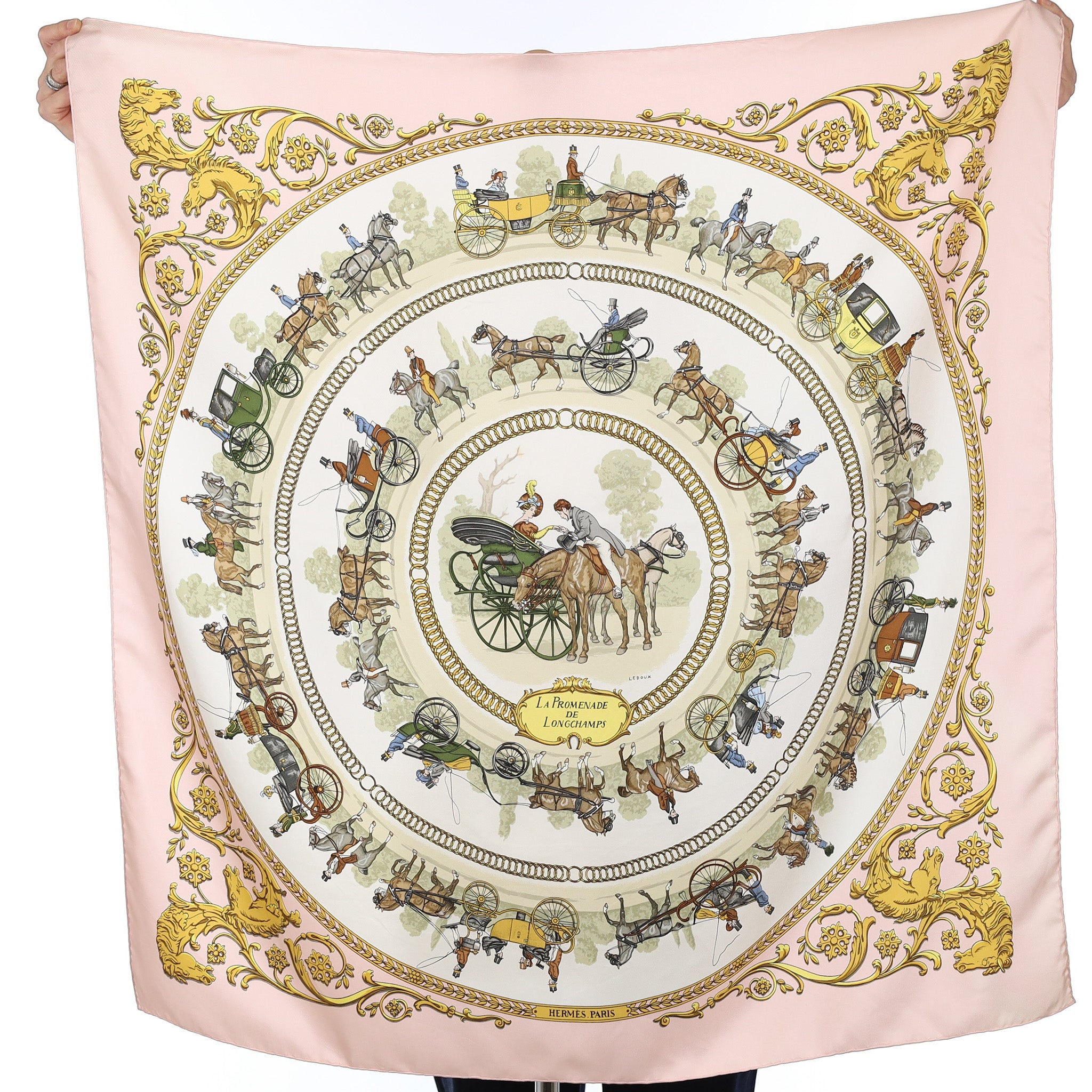 Hermès La Promenade de Longchamp Vintage Silk Scarf