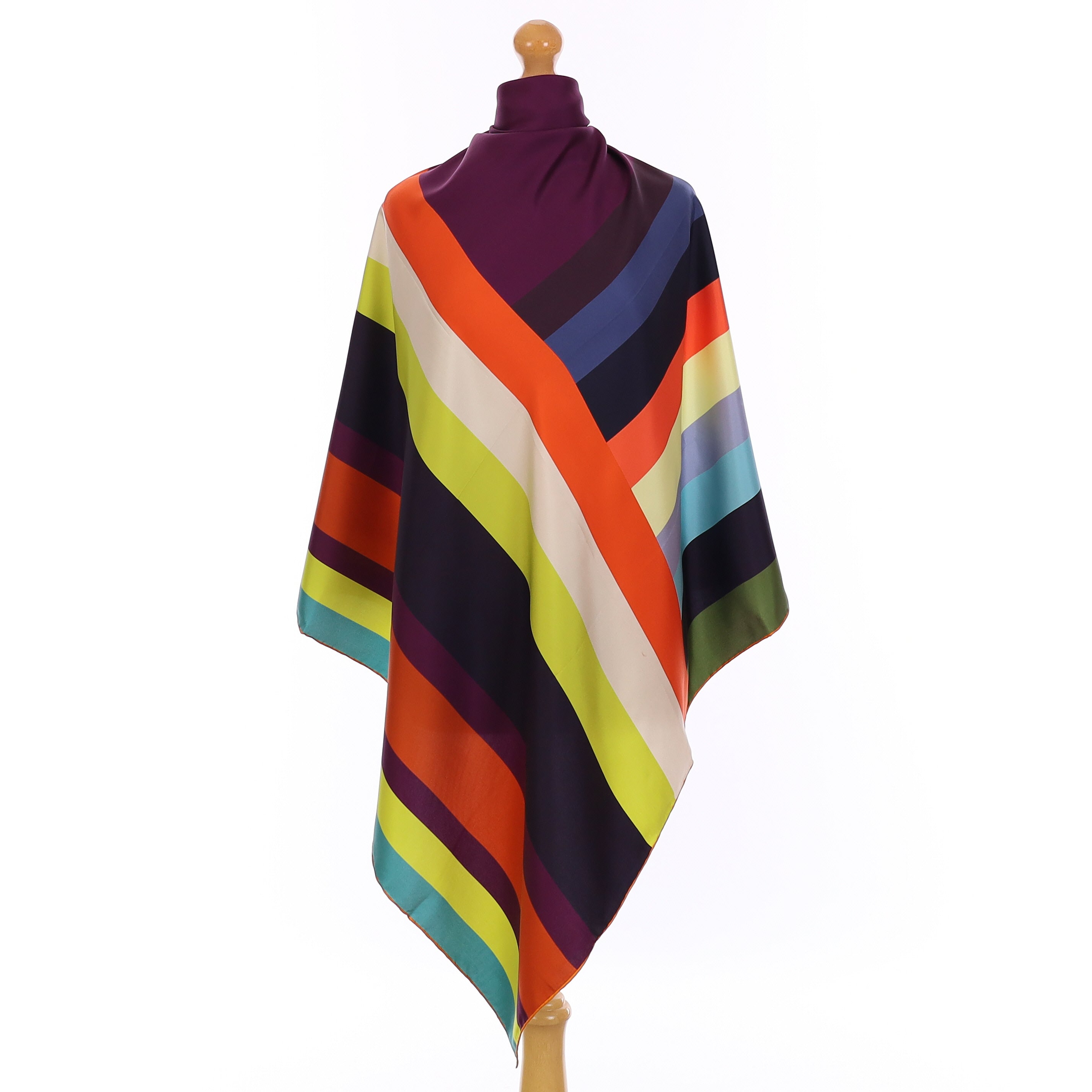 Brand New Italian Colourful Striped Silk Scarf