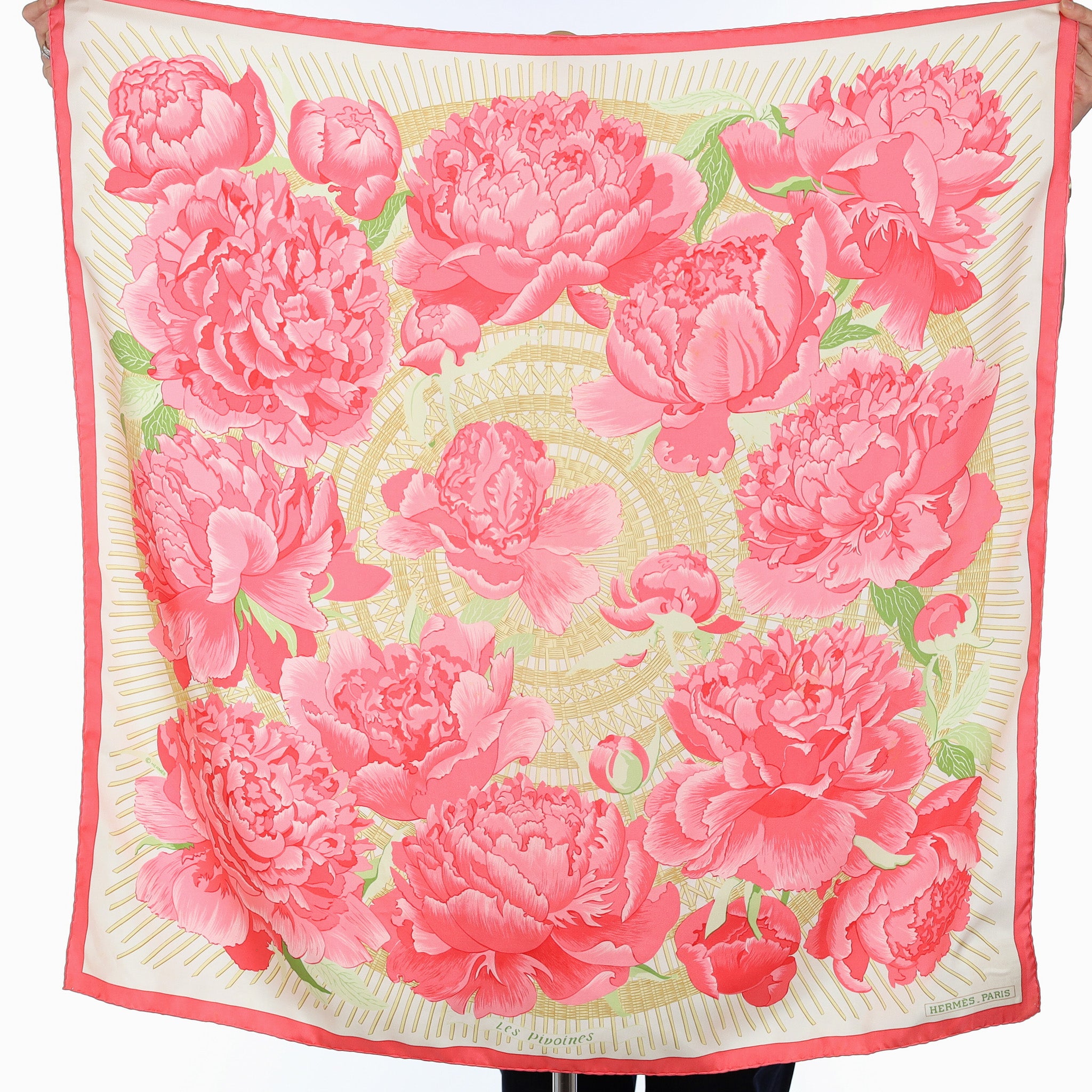 Hermès Les Pivoines Vintage Silk Scarf
