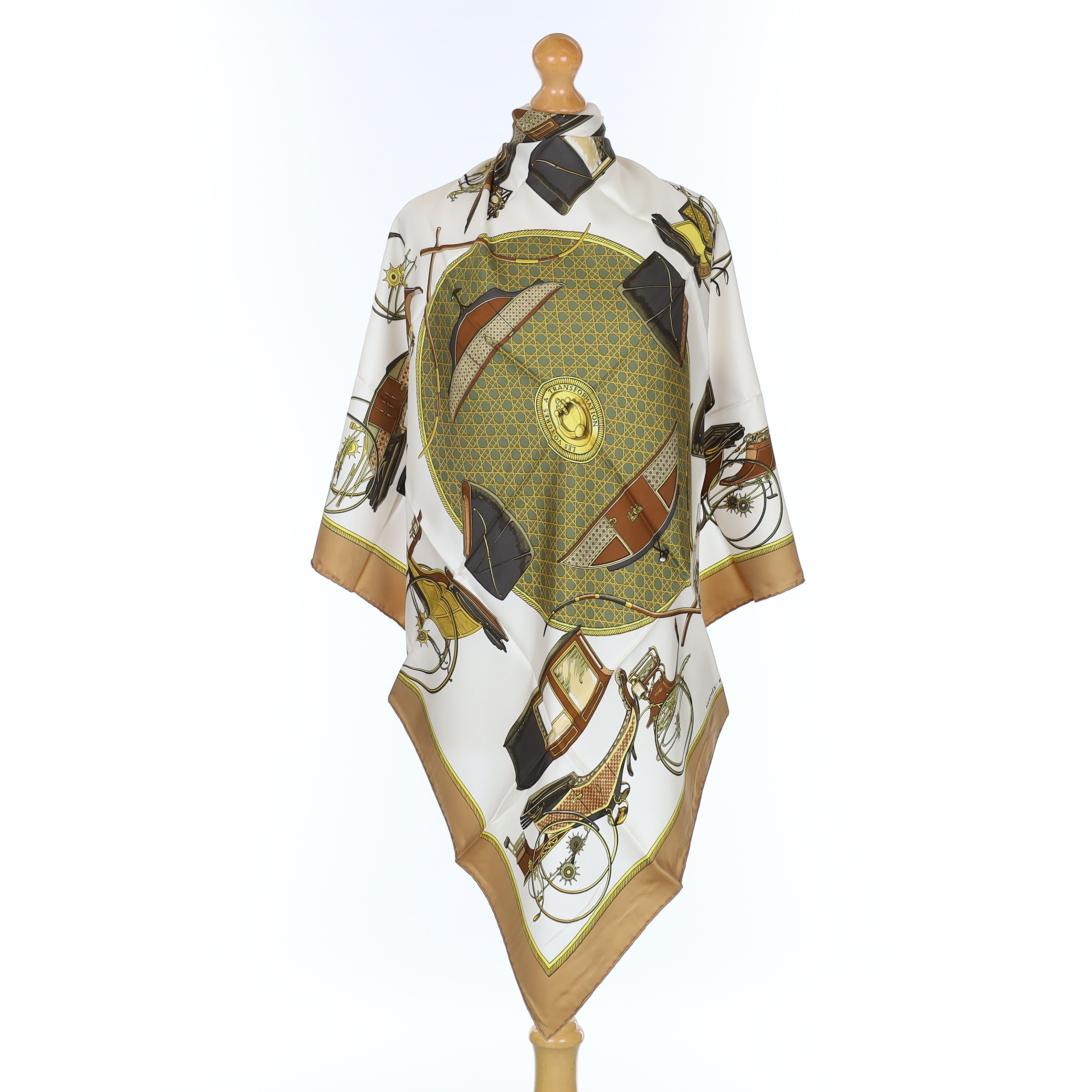 Pristine Sleeved Hermès Les Voitures a Transformation Silk Scarf