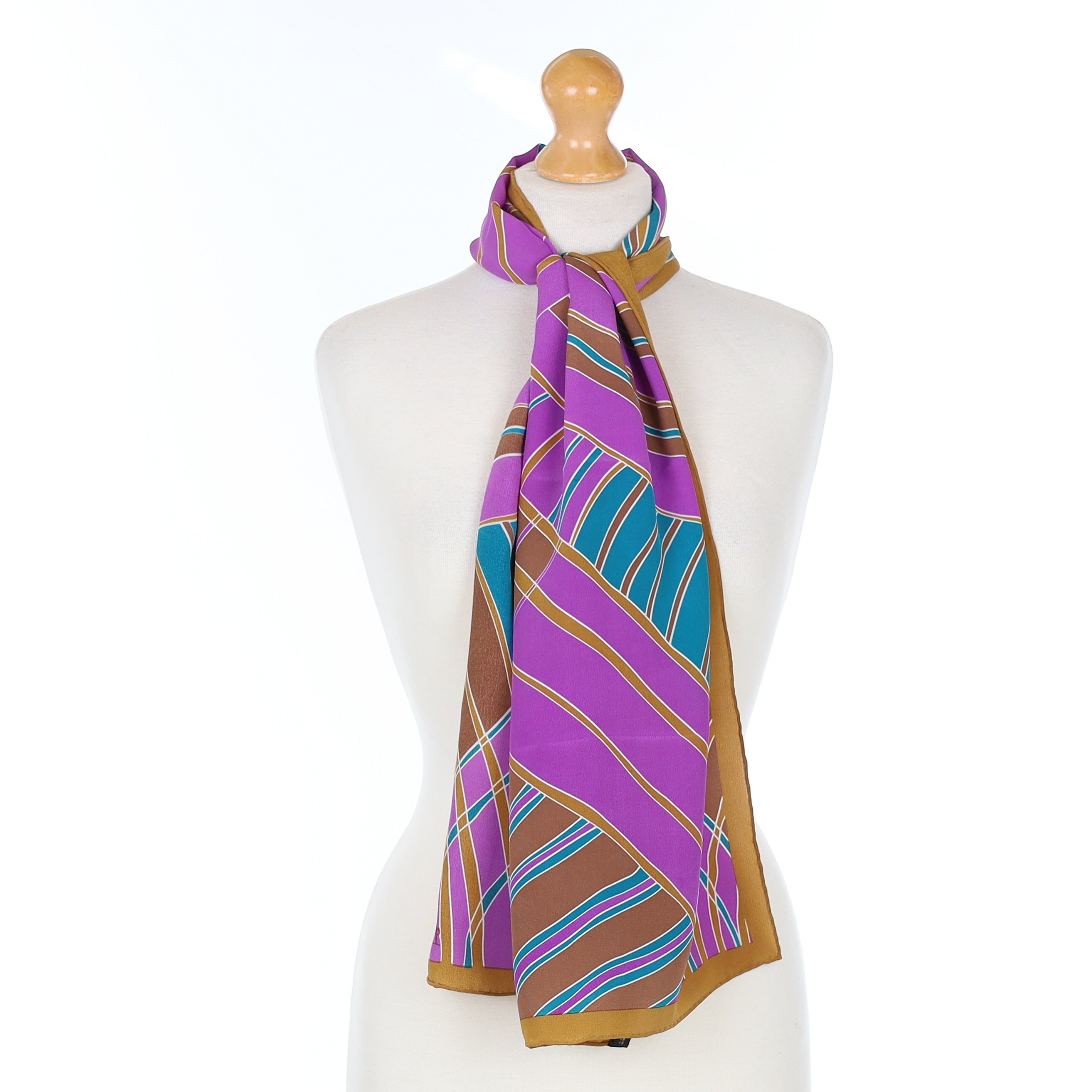 Brand New Purple and Brown Lattice Silk Scarf