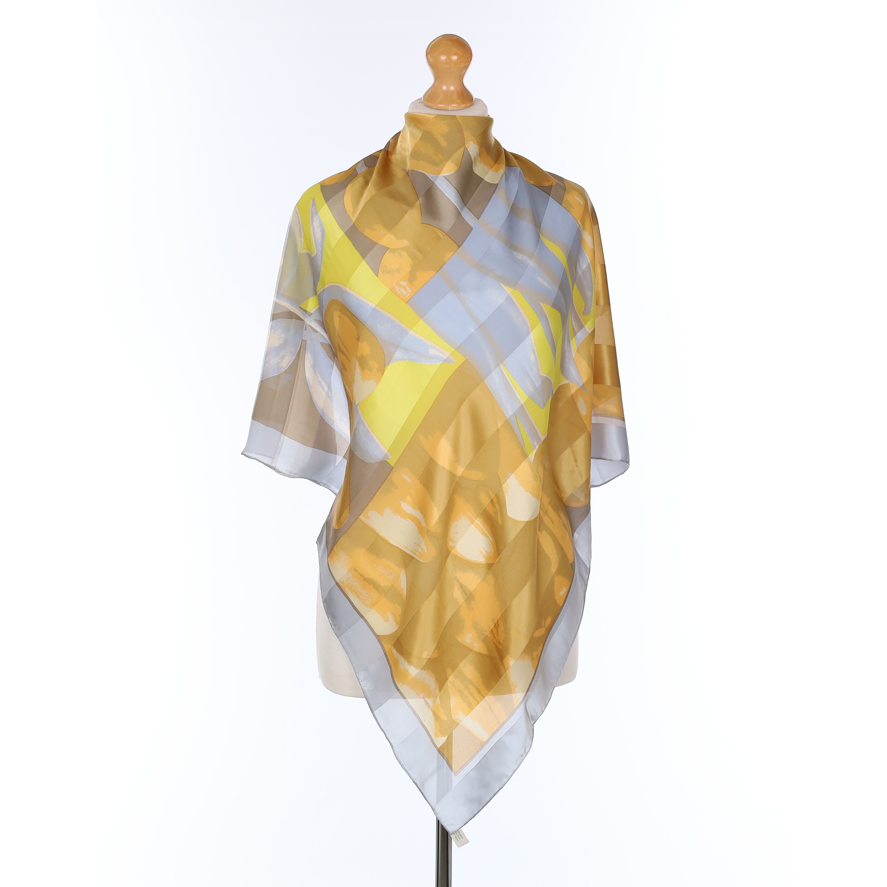 Grey and Orange Silk Scarf
