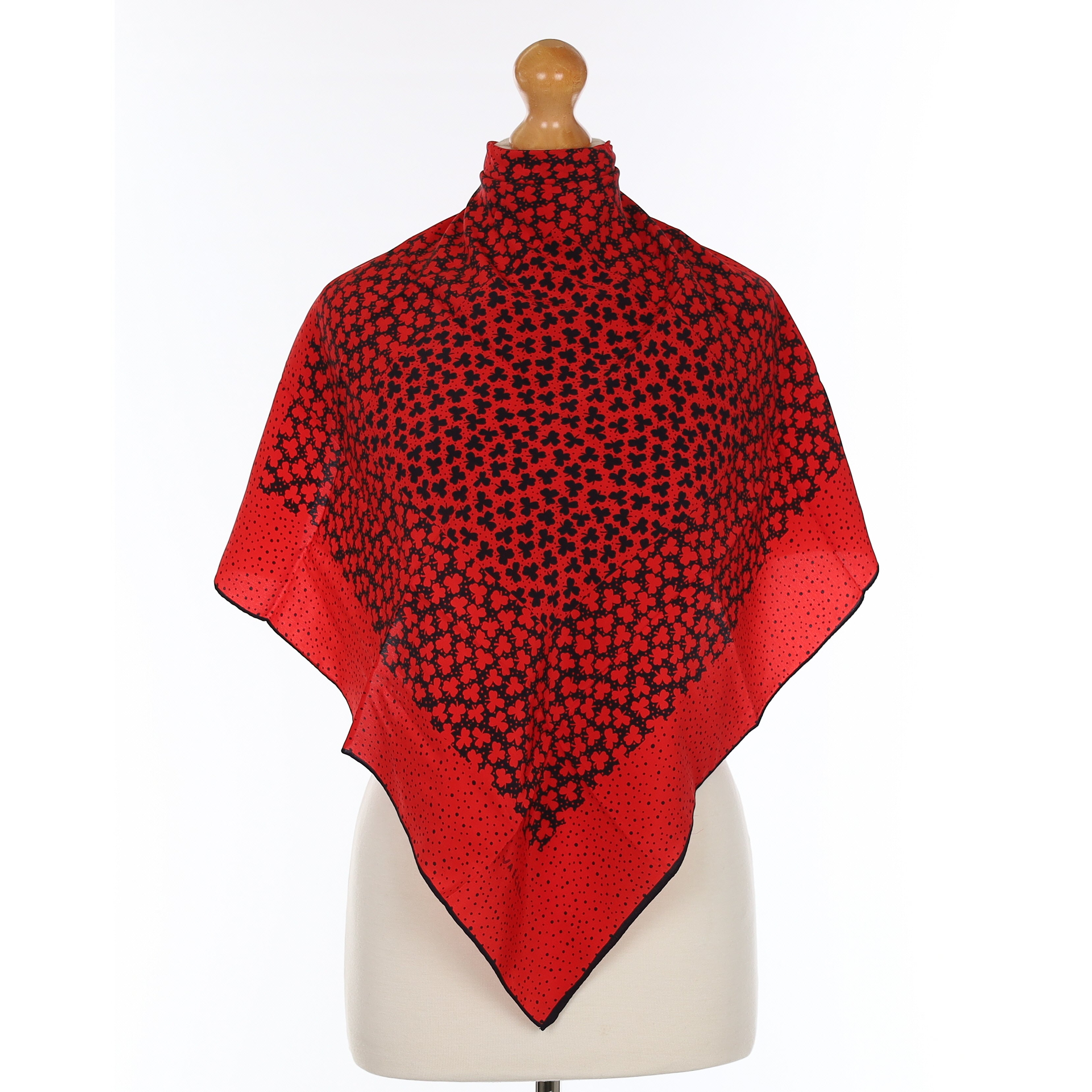 Jaeger Red Leaf Design Vintage Silk Scarf