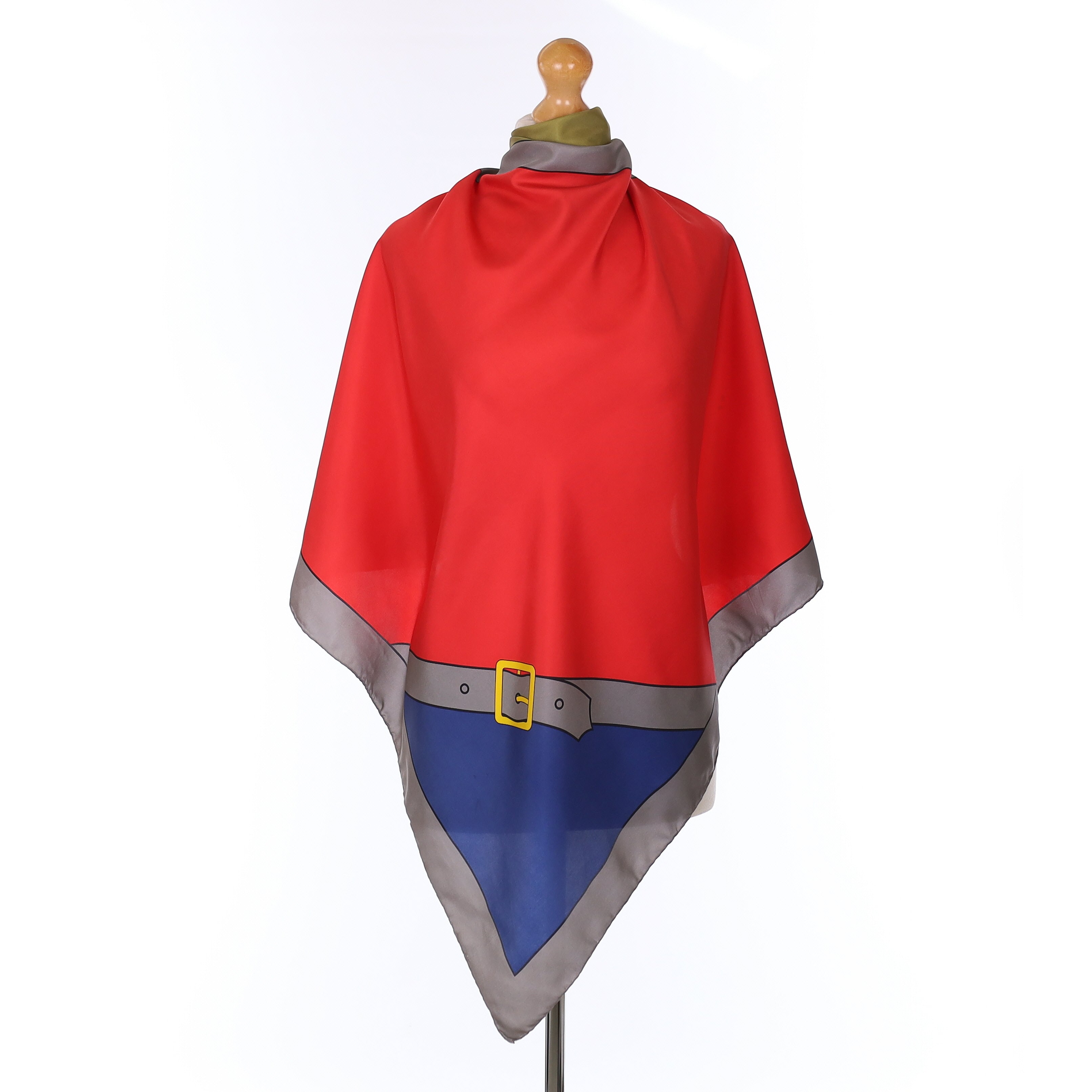 Red Buckle Design Vintage Silk Scarf