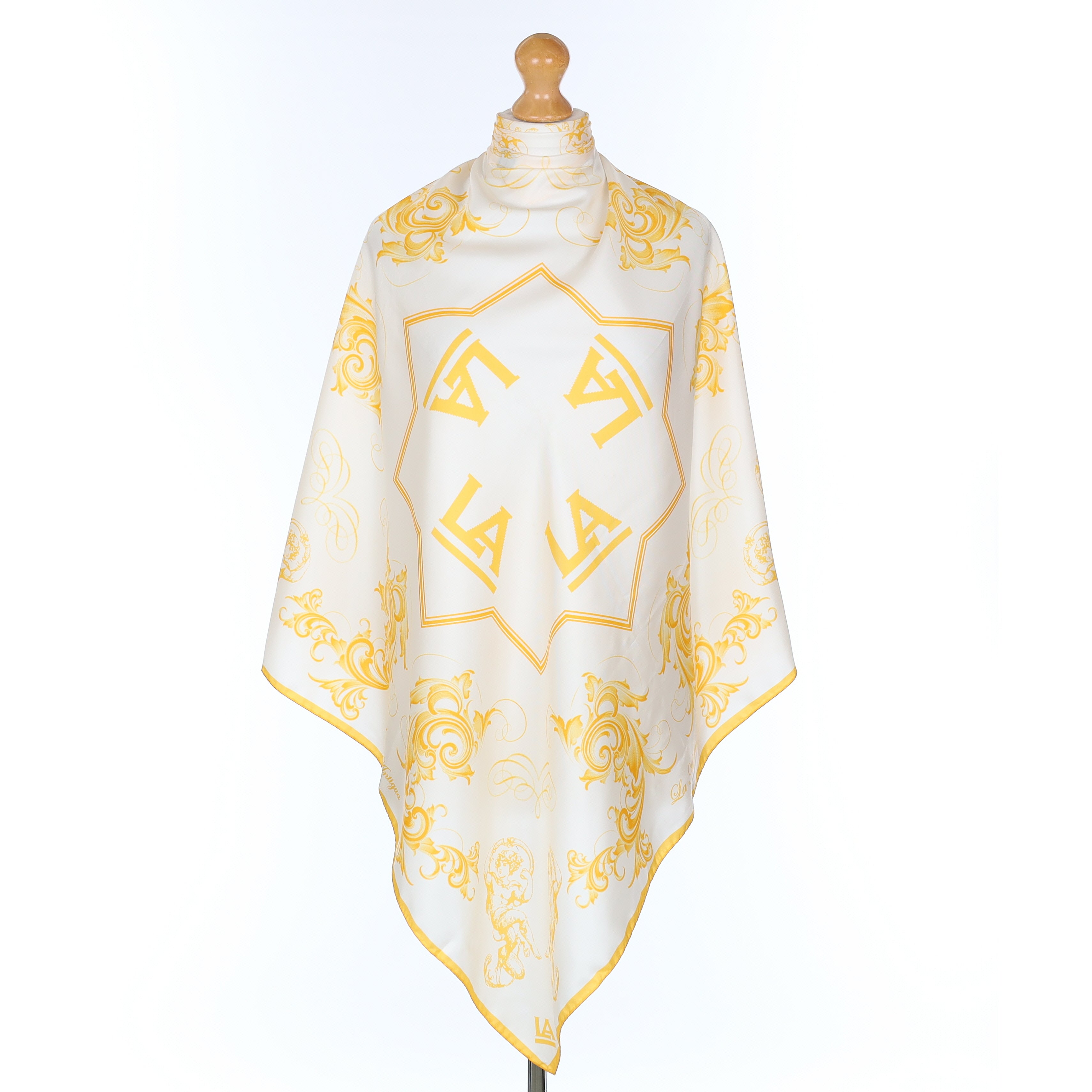 Brand New Orange Rococo Inspired Silk Scarf