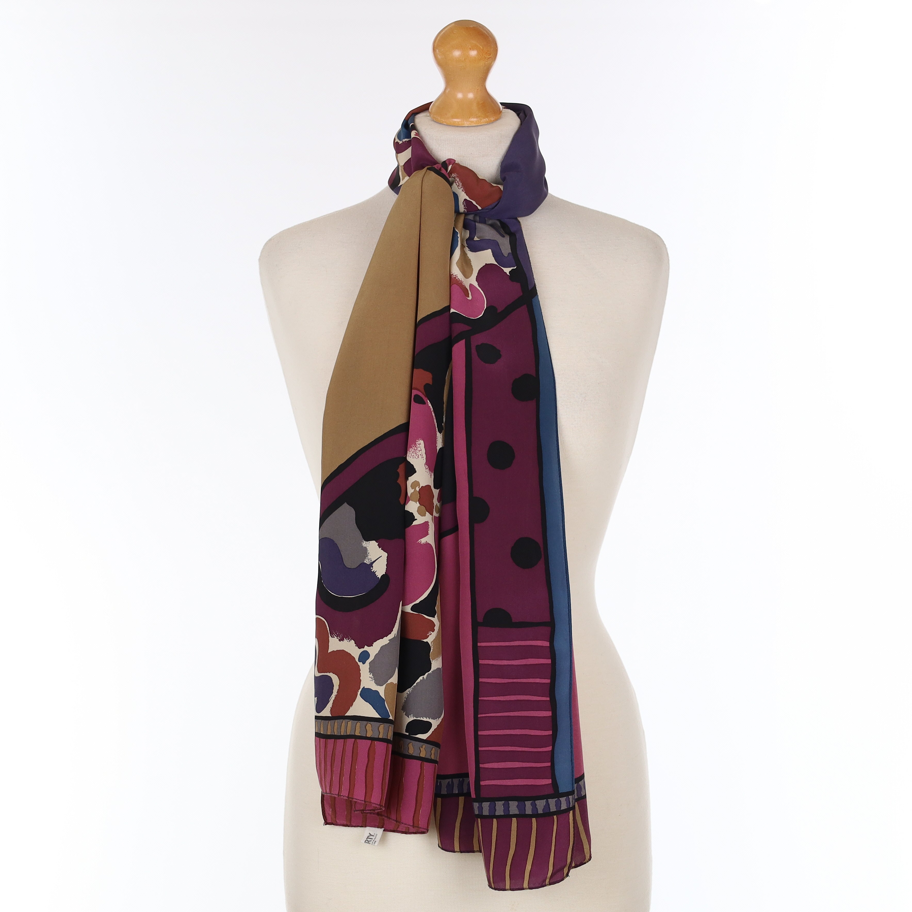 Liberty Plum Purple Patterned Vintage Silk Scarf