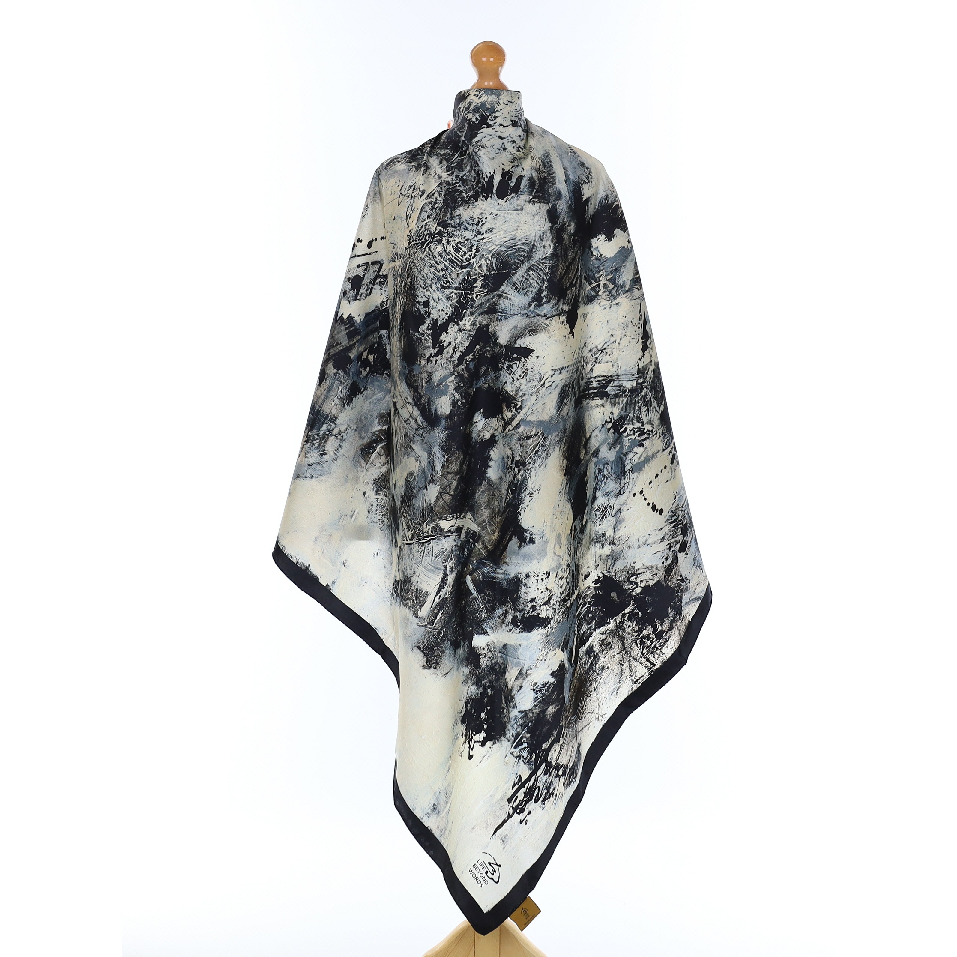 Brand New Abstract Monochrome Silk Scarf