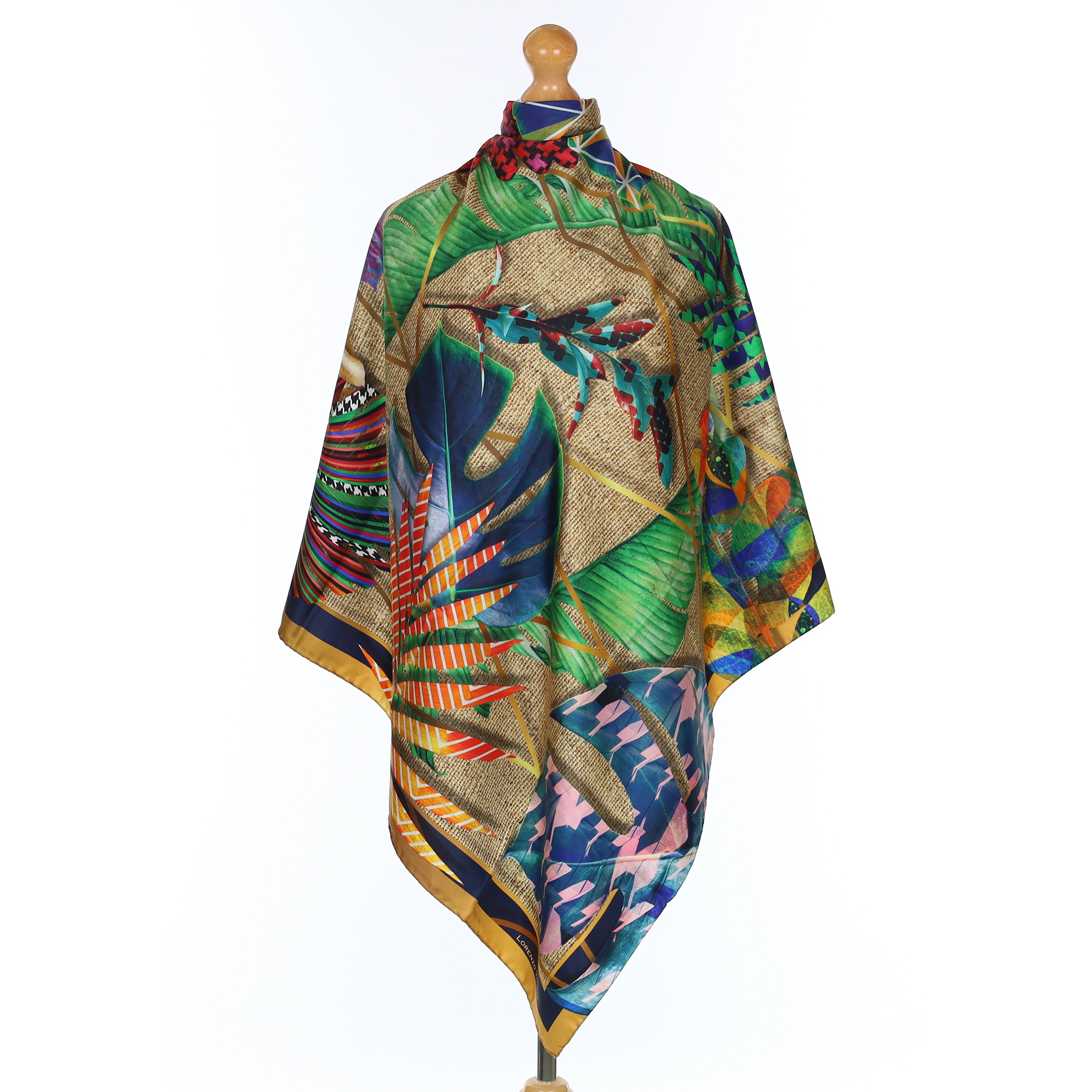 Lorenzo Vittani Tropical Leaves Silk Scarf