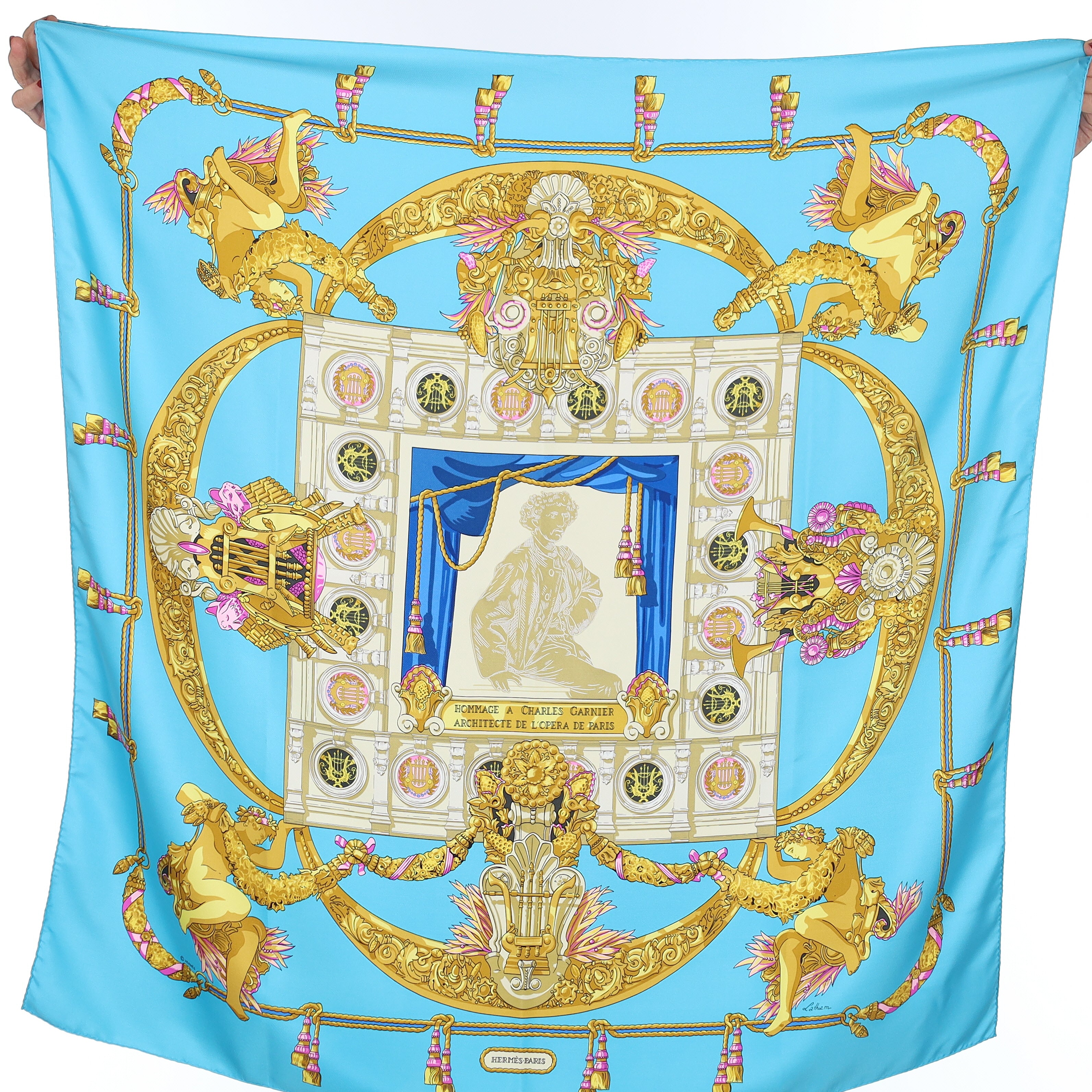 Hermès Hommage a Charles Garnier Architecte de L'opera de Paris Silk Scarf