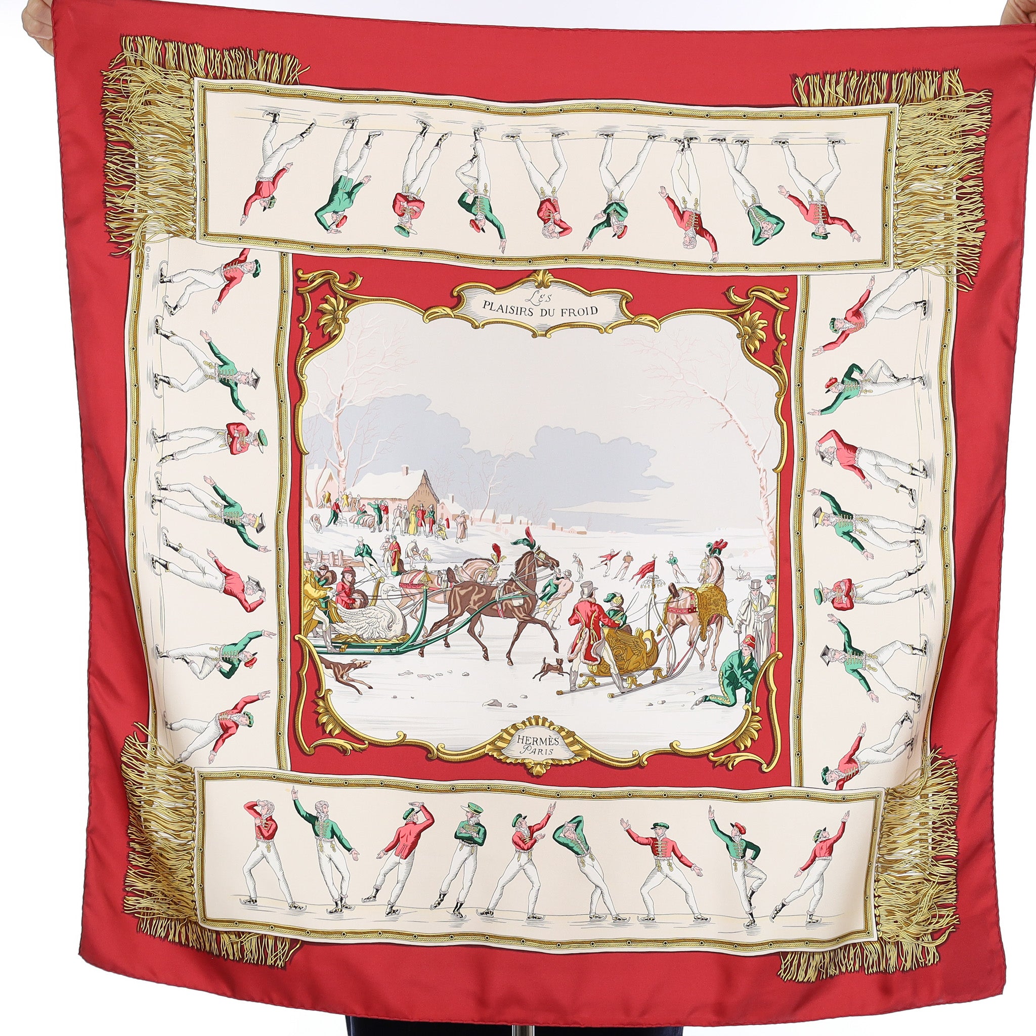 Hermès Les Plaisirs du Froid Vintage Silk Scarf