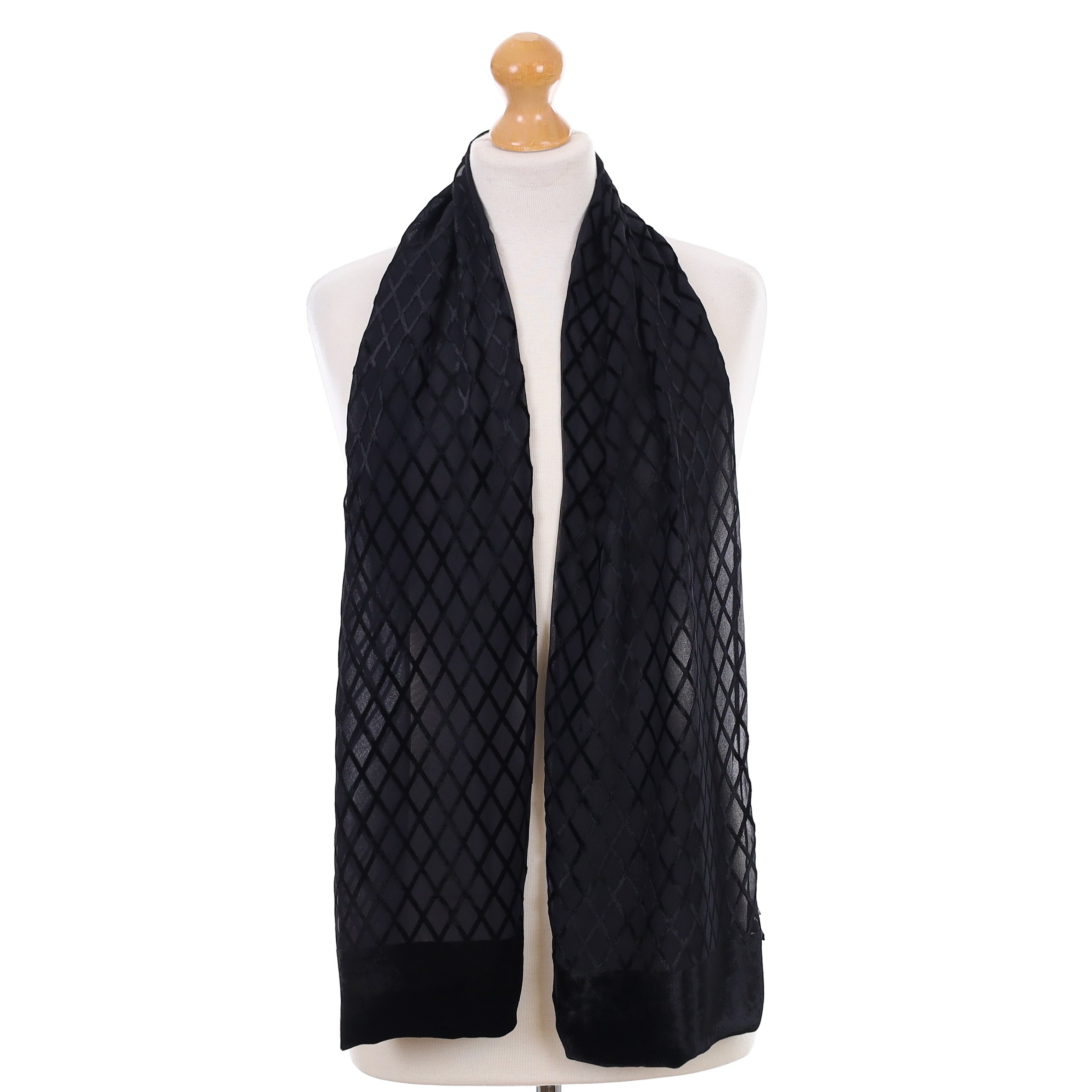 Black Lattice Silk Scarf