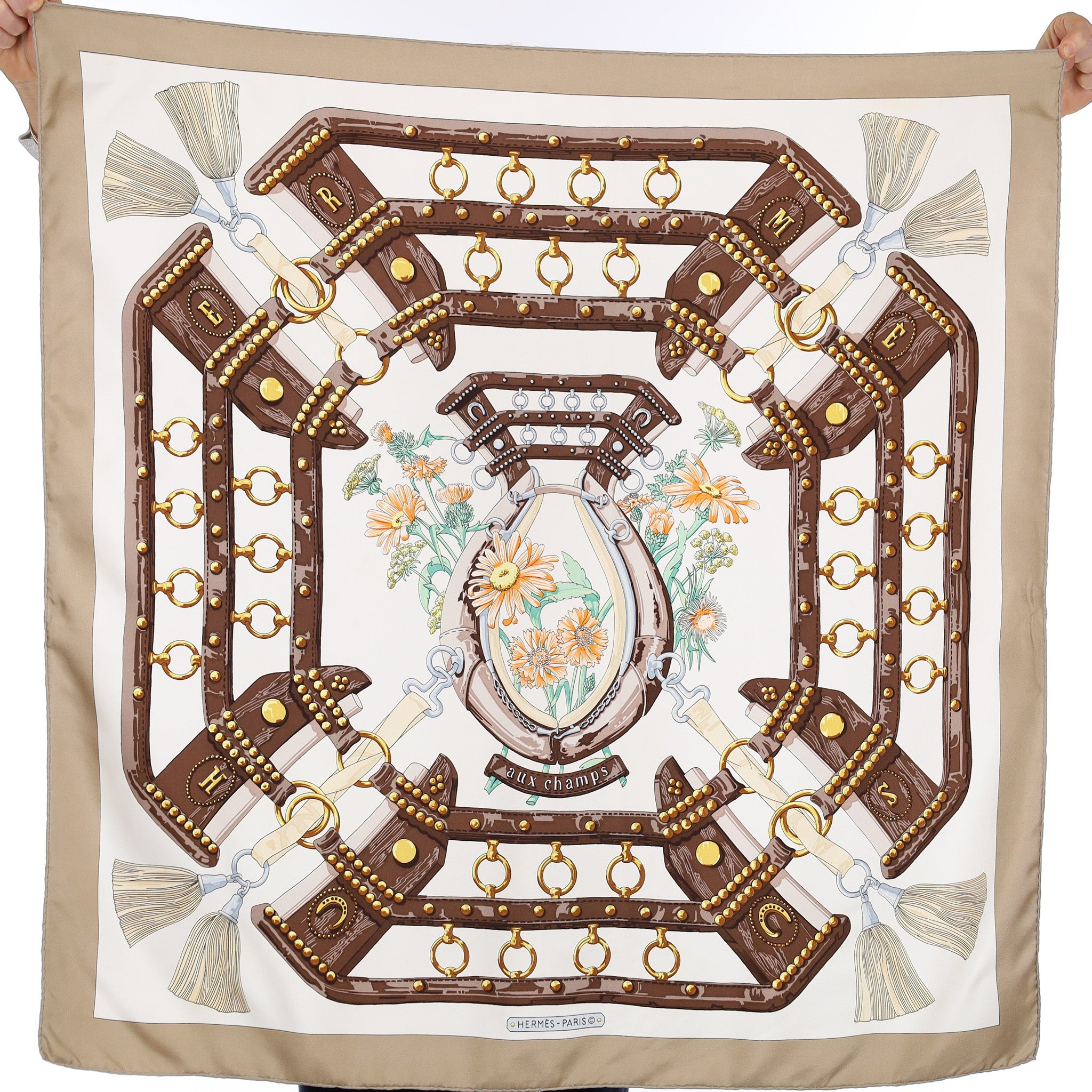 Hermès Aux Champs Vintage Silk Scarf