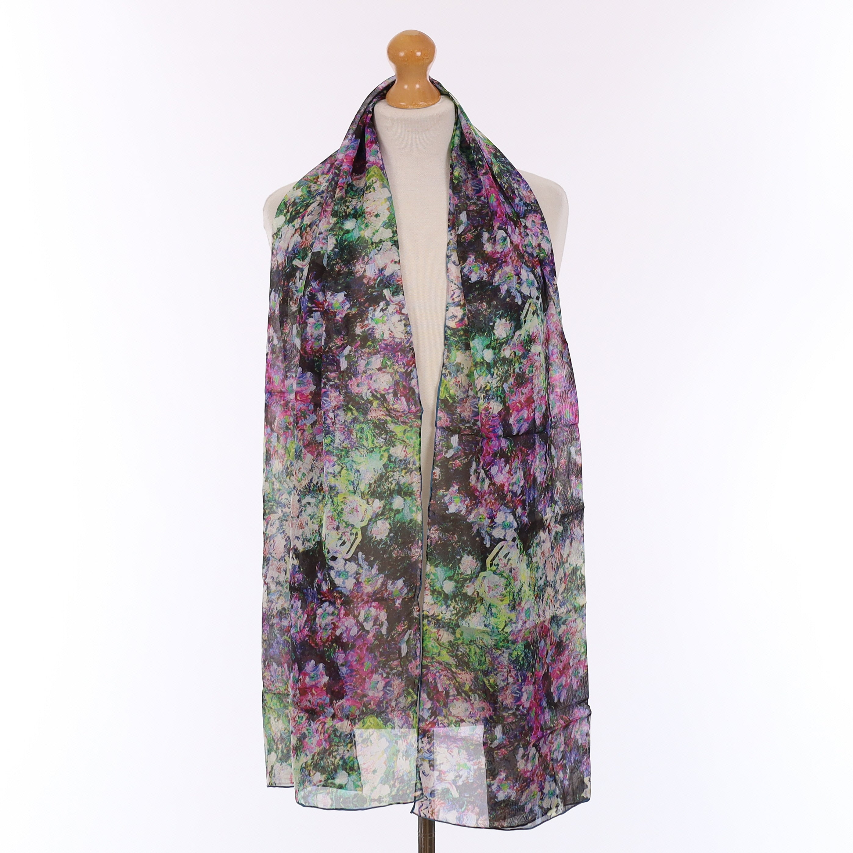 Brand New Boxed Fox & Chave Purple Floral Silk Scarf