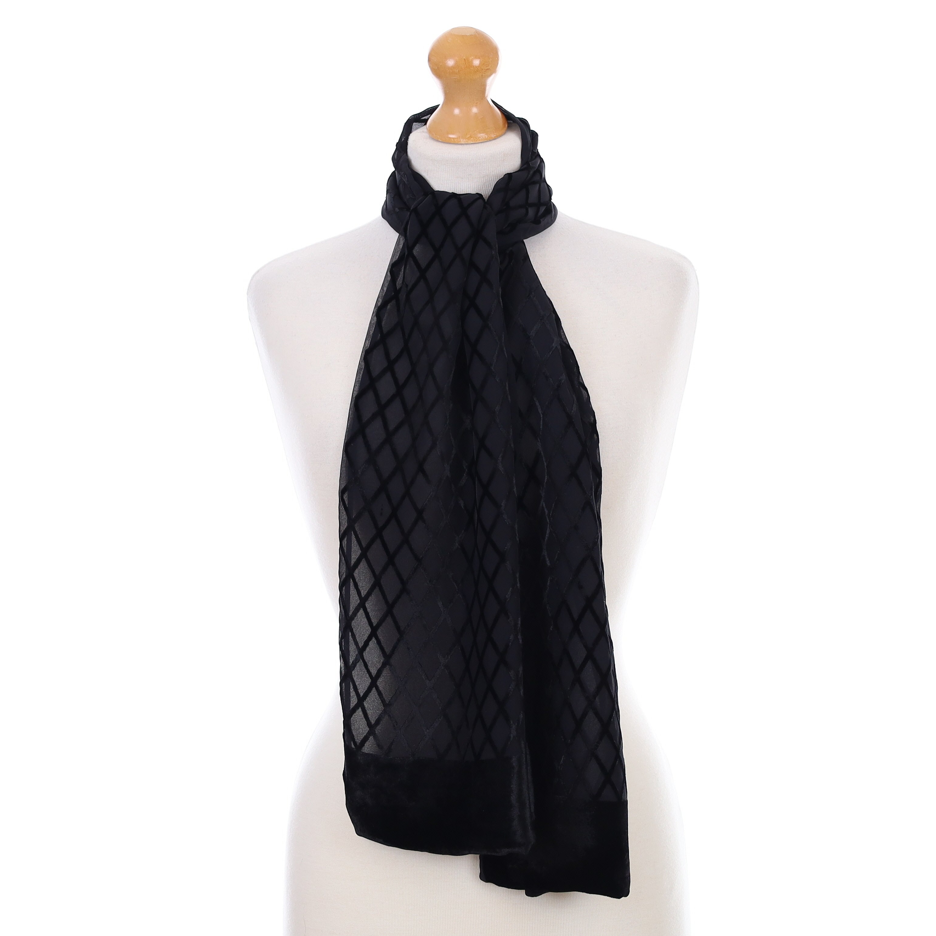 Black Lattice Silk Scarf