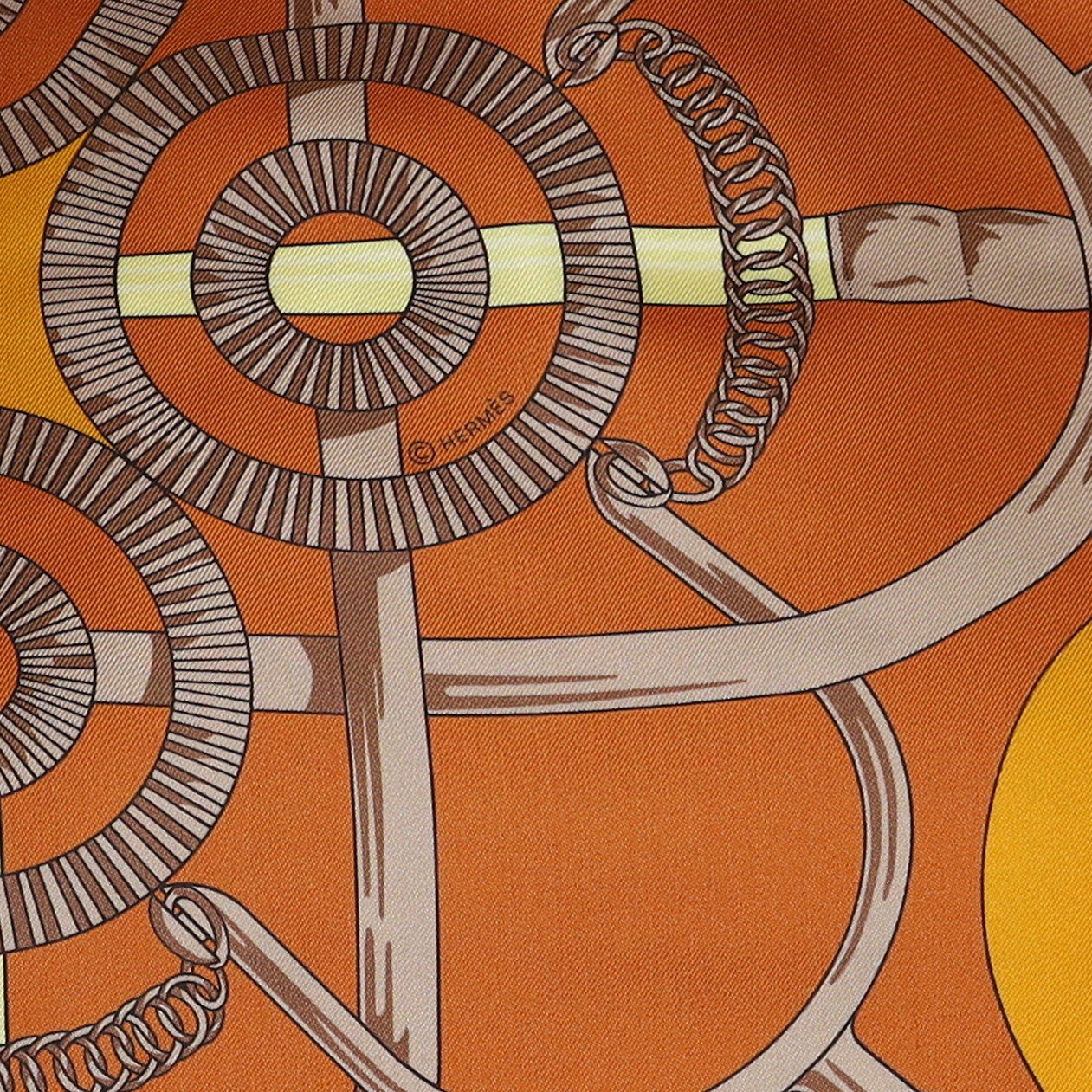 Brand New Boxed Hermès Eperon d’Or Silk Maxi Twilly