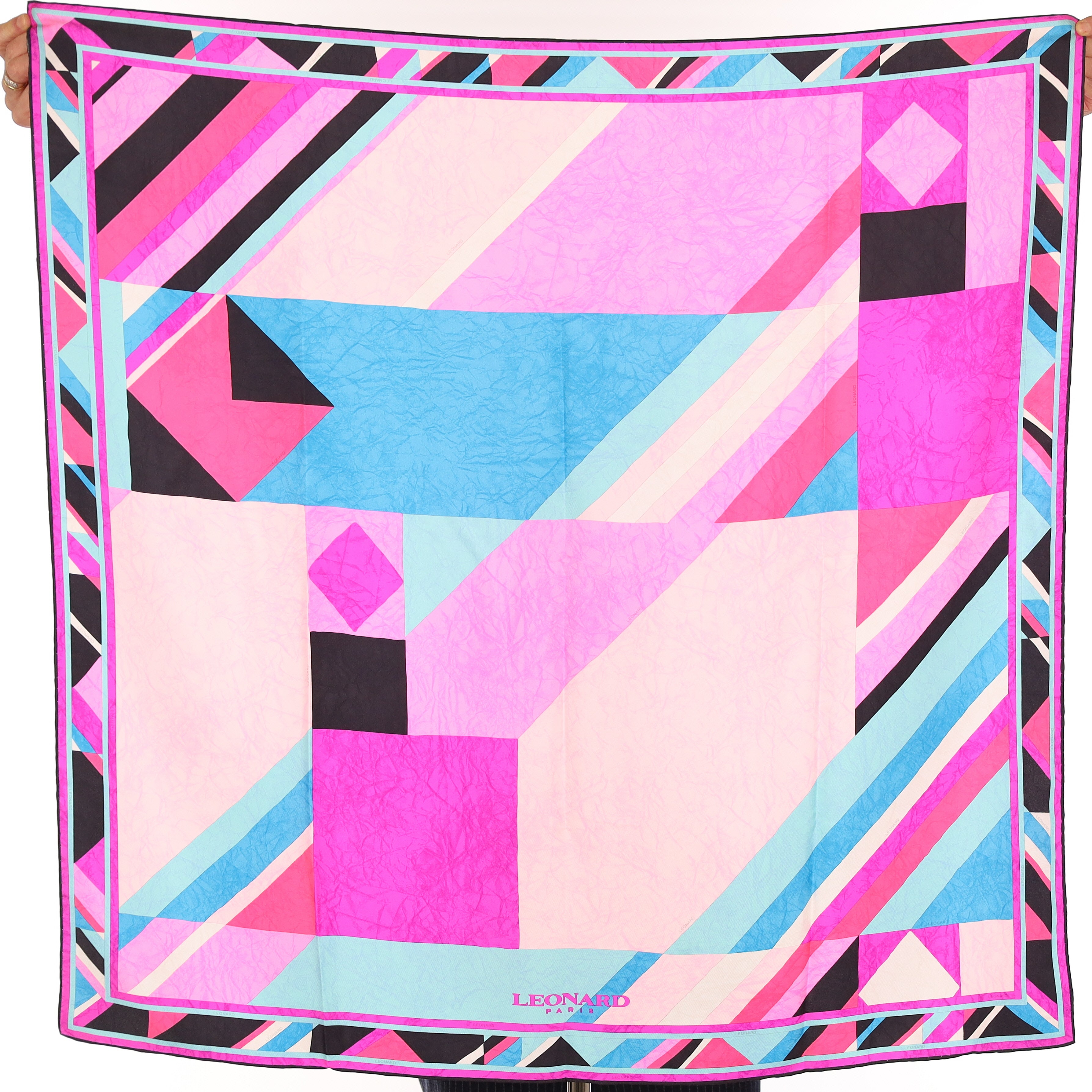 Leonard Pink Geometric Designer Silk Scarf