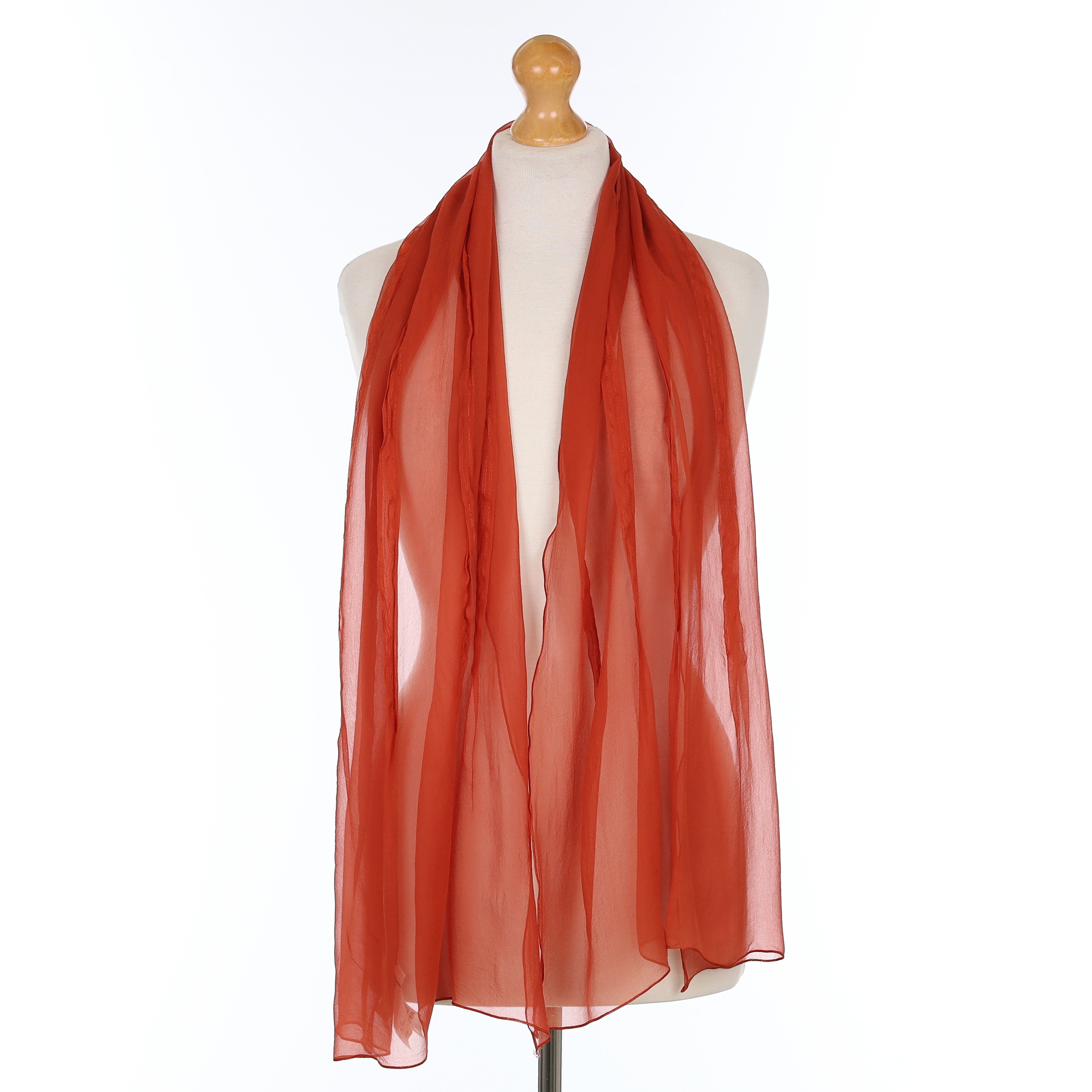 Max Mara Cinnamon Brown Chiffon Vintage Silk Scarf