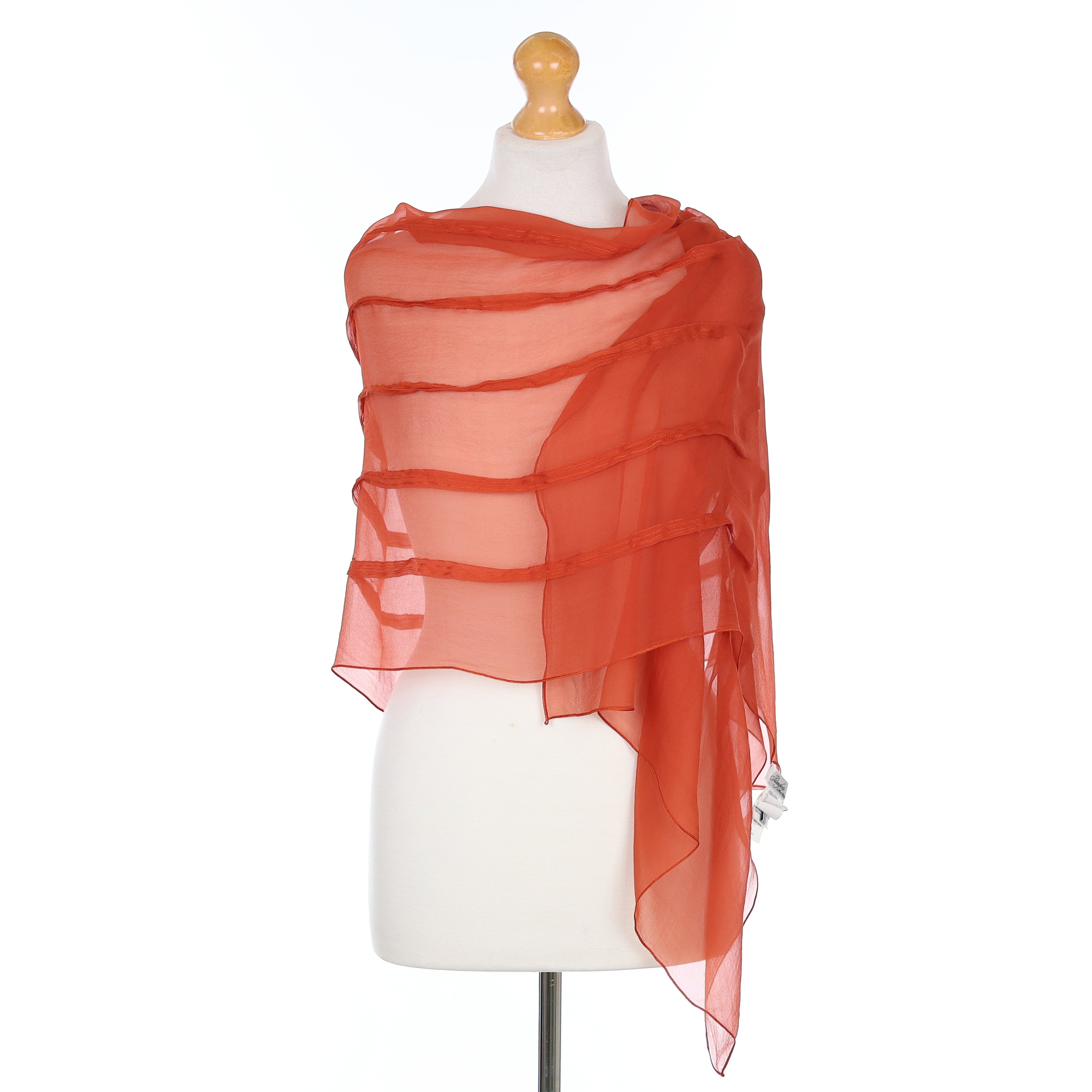 Max Mara Cinnamon Brown Chiffon Vintage Silk Scarf