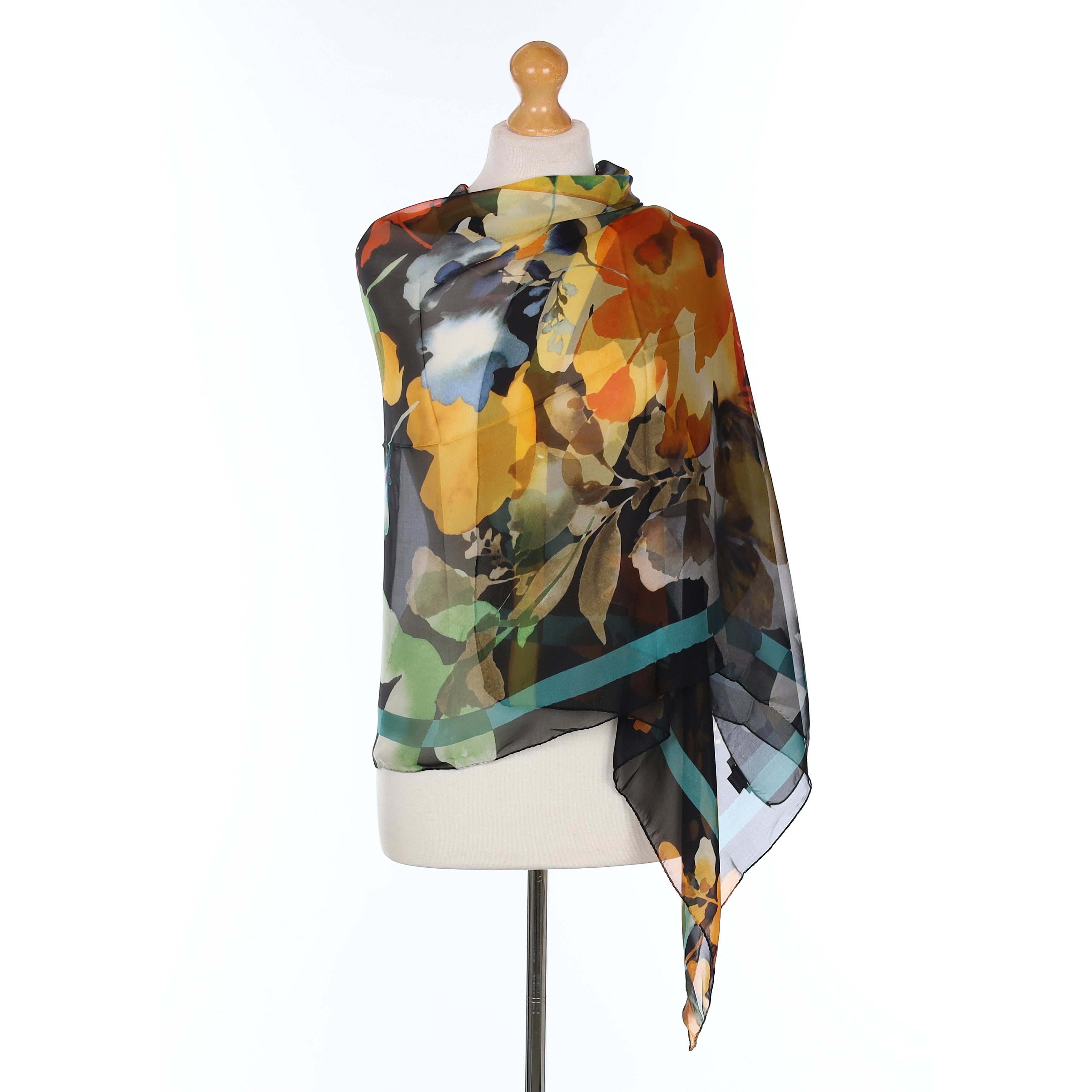 Pollini Multicoloured Botanical Silk Scarf
