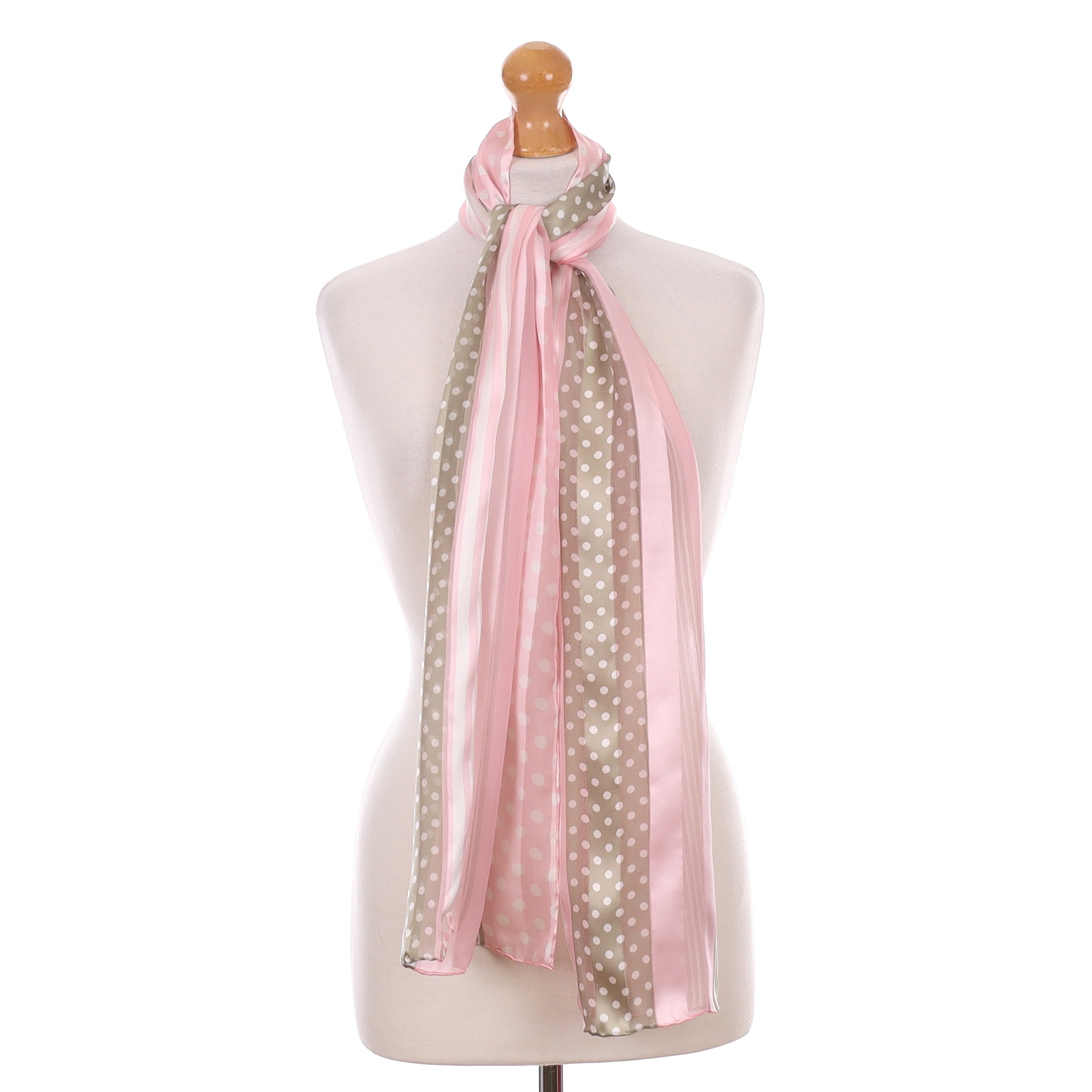 Gerry Weber Pink and Olive Green Silk Scarf