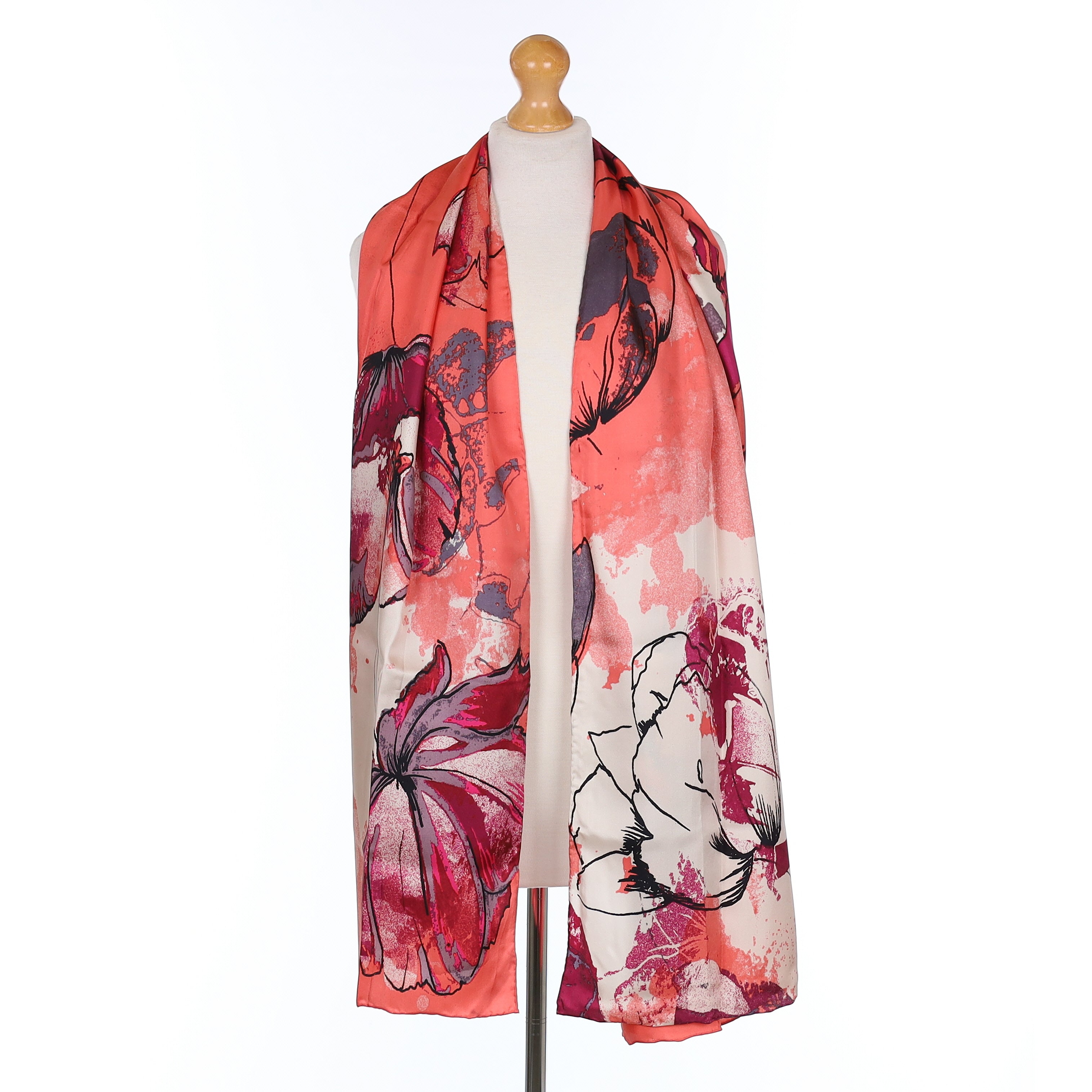 Brand New Boxed Bella Ballou Pink Floral Silk Scarf