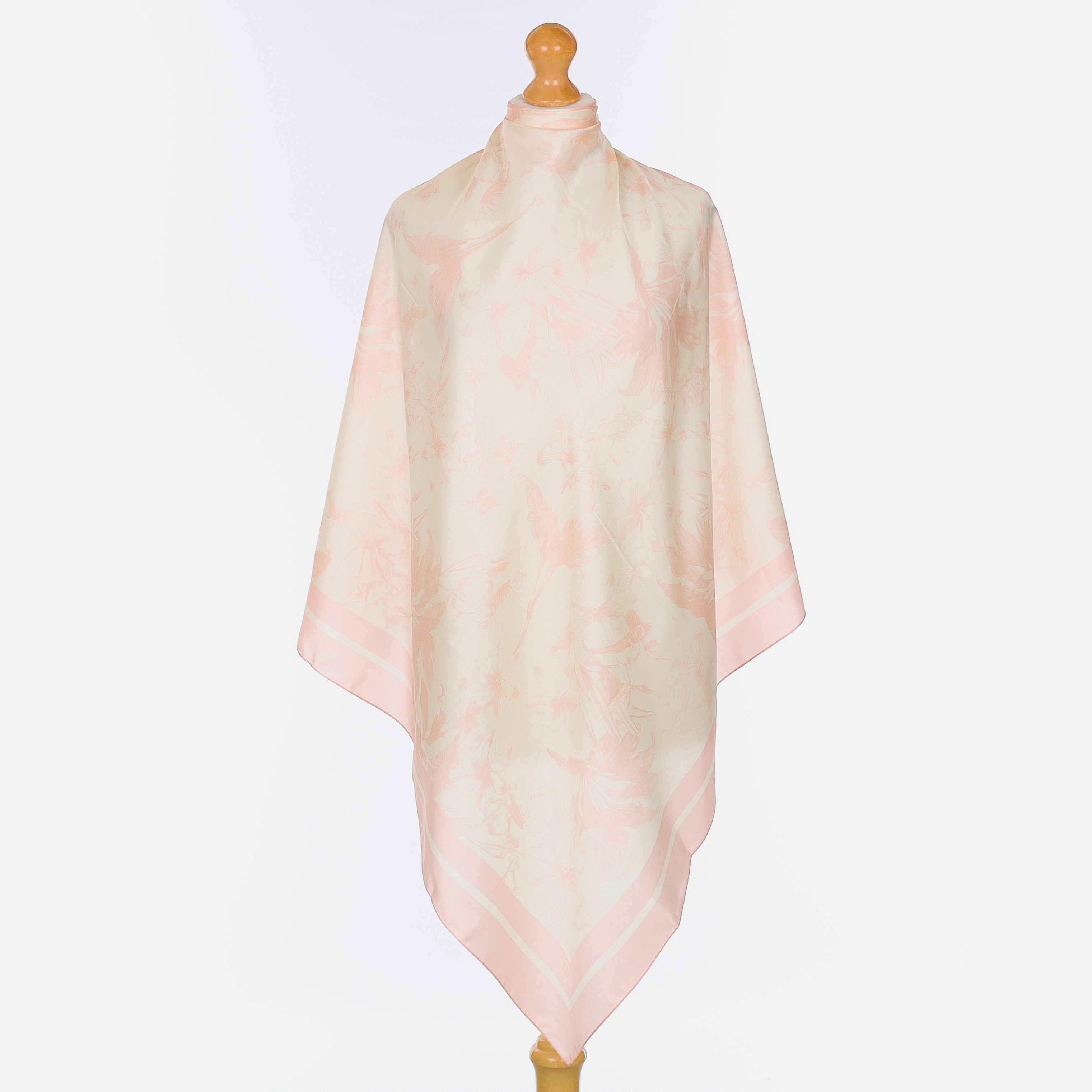 Pristine Ice Pink and Vanilla Floral Silk Scarf
