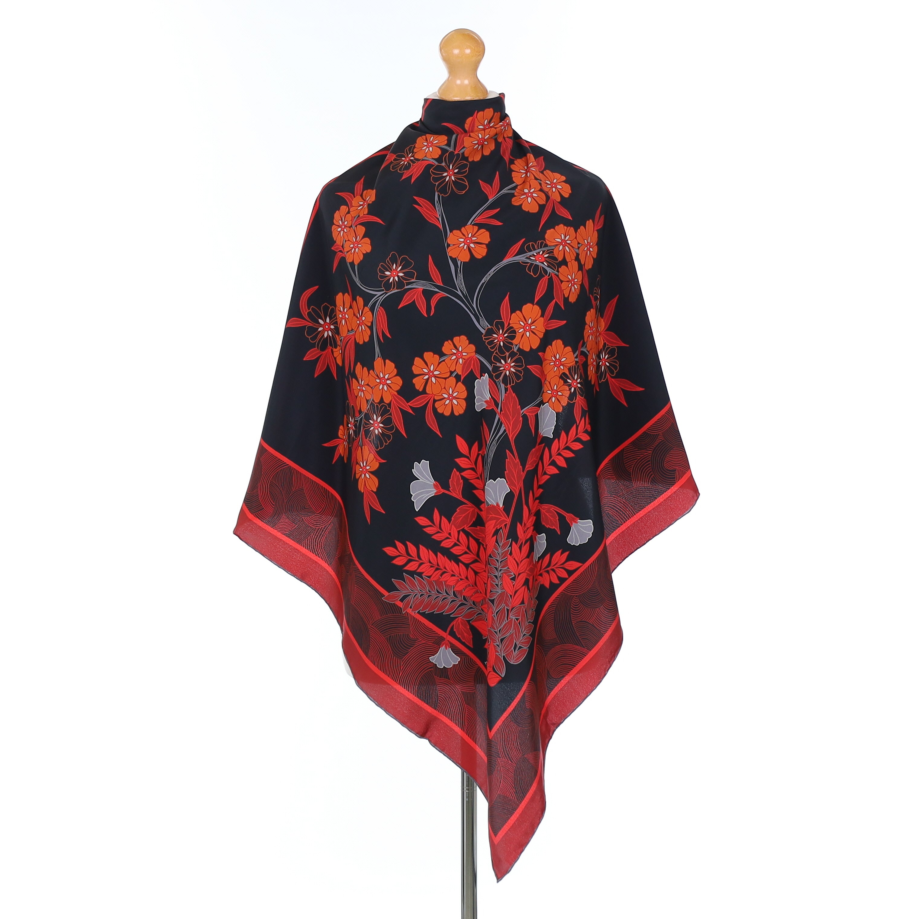 1080's Aquascutum Red and Black Vintage Silk Scarf