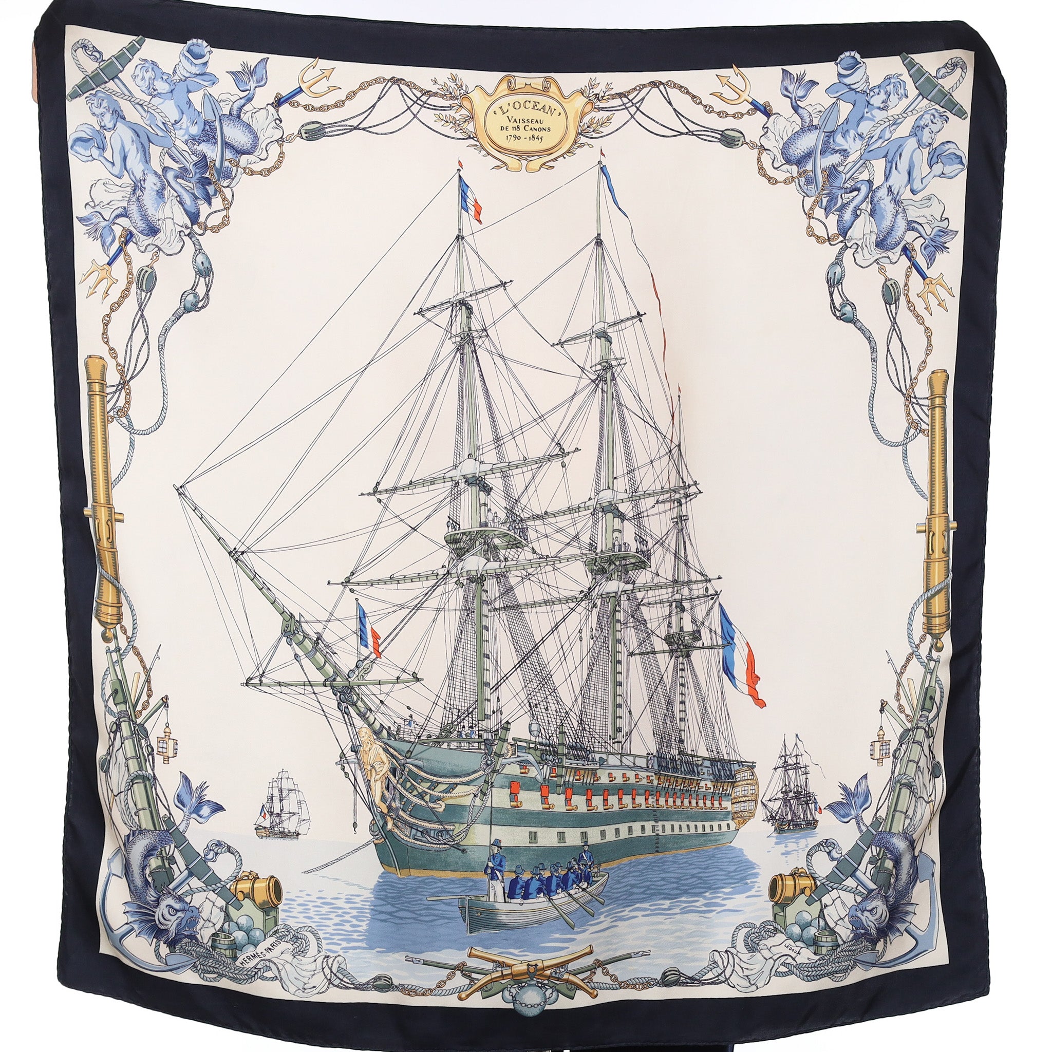 Hermès L'Ocean Vaisseau de 118 Canons Silk Scarf Quite Rare