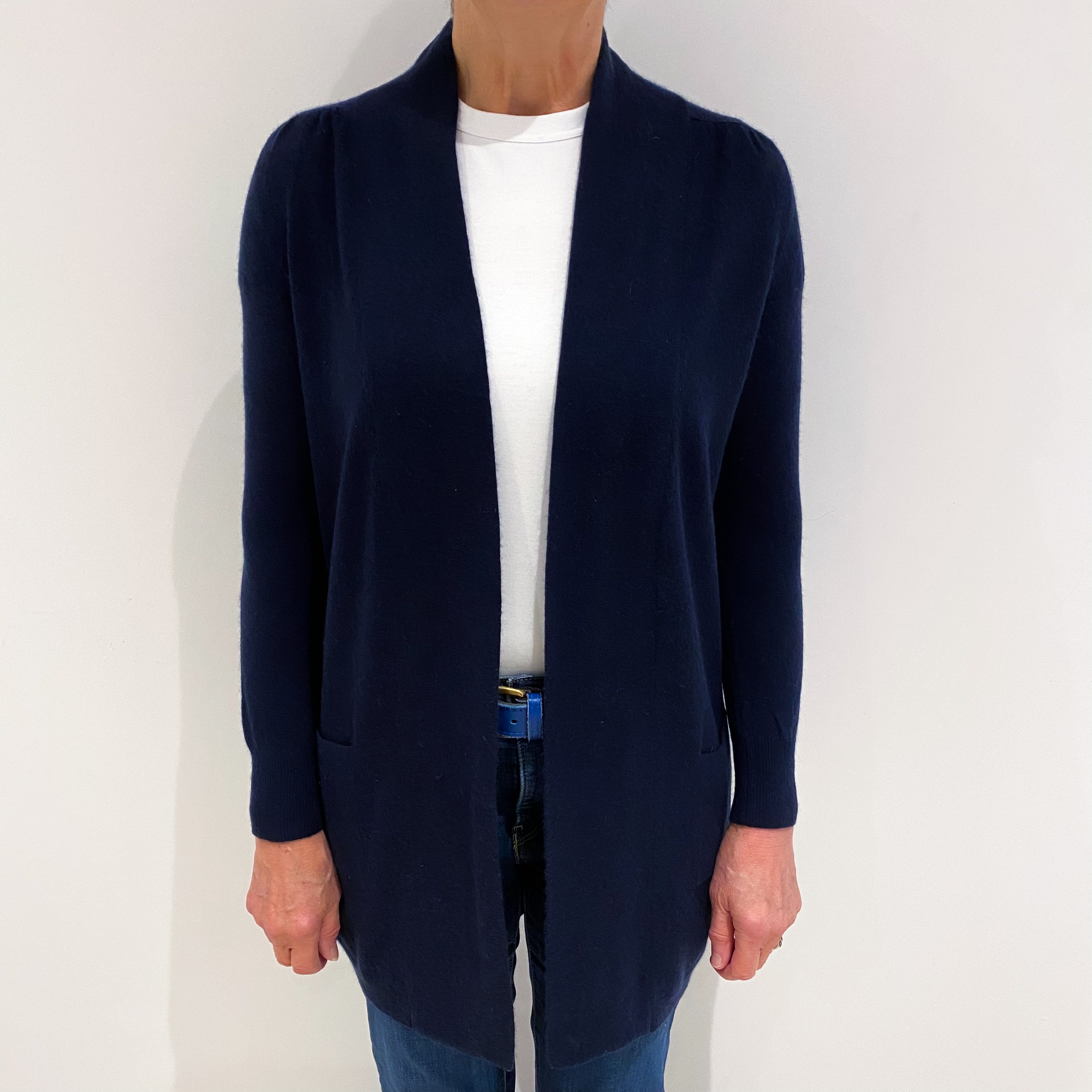Indigo Purple Edge To Edge Cashmere Cable Knit Cardigan Medium