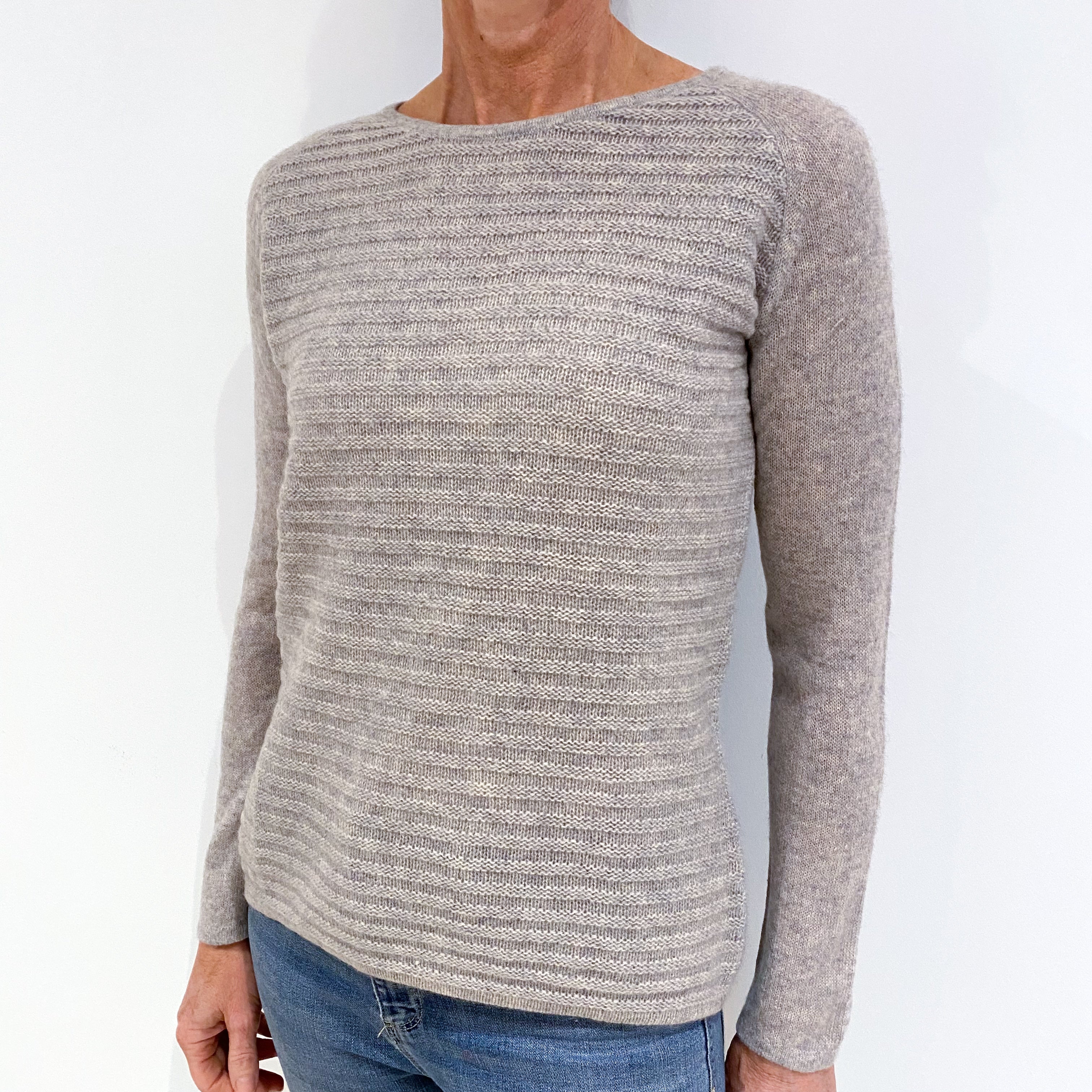 Pale Grey Blue Cashmere Crew Neck Jumper Small