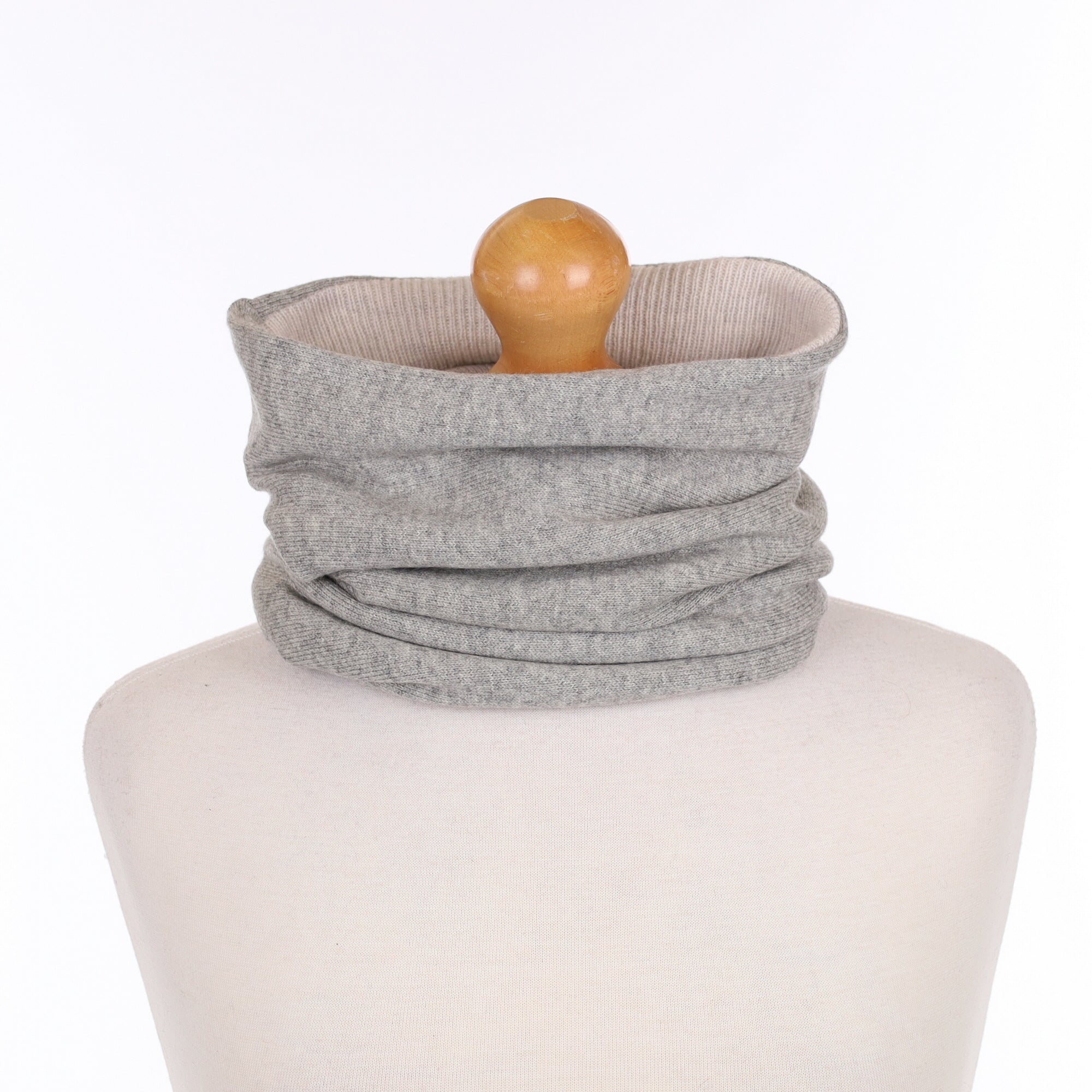 Smoke Grey and Oatmeal Ribbed Luxury Double Layered Snood