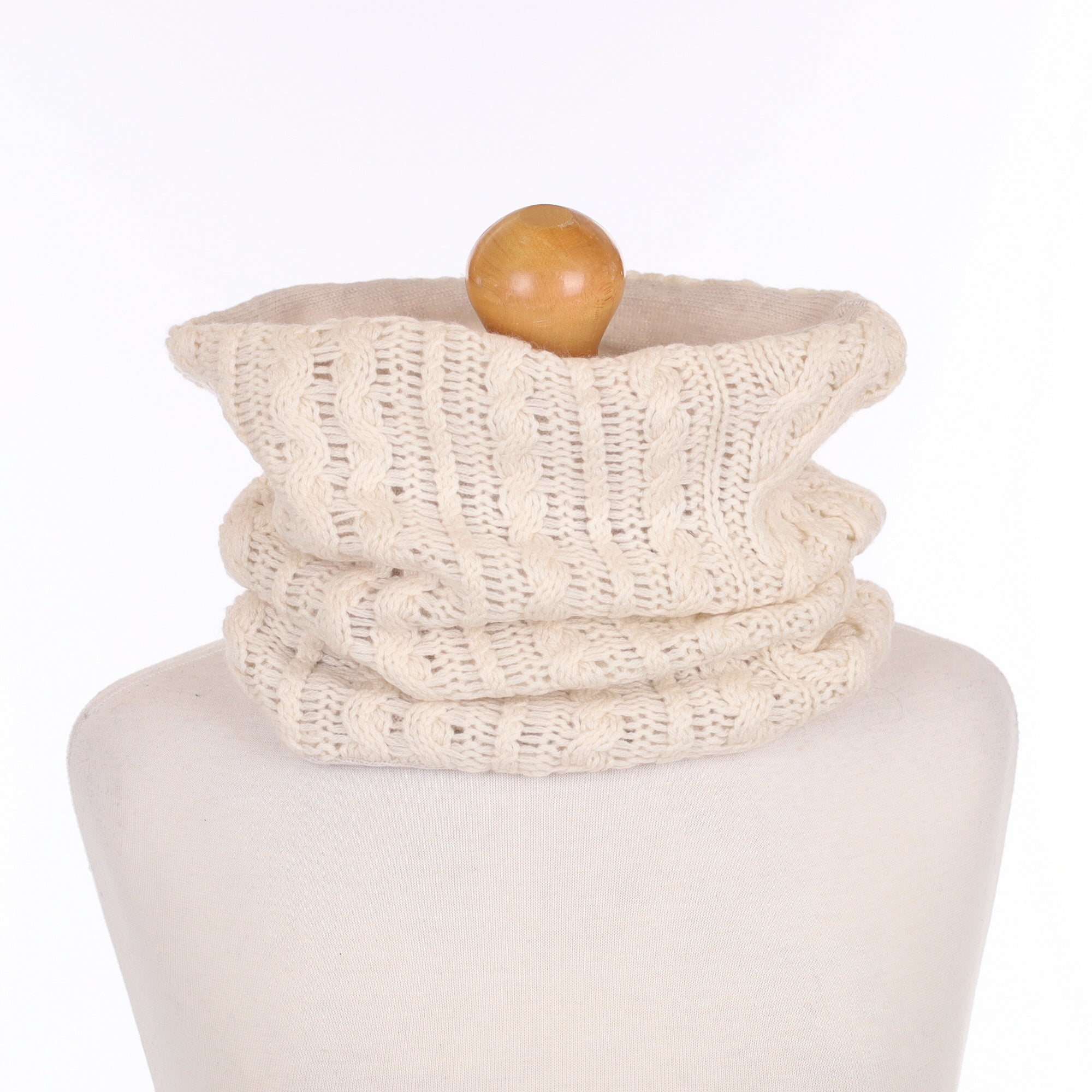 Cream Cable Knit Luxury Double Layered Snood