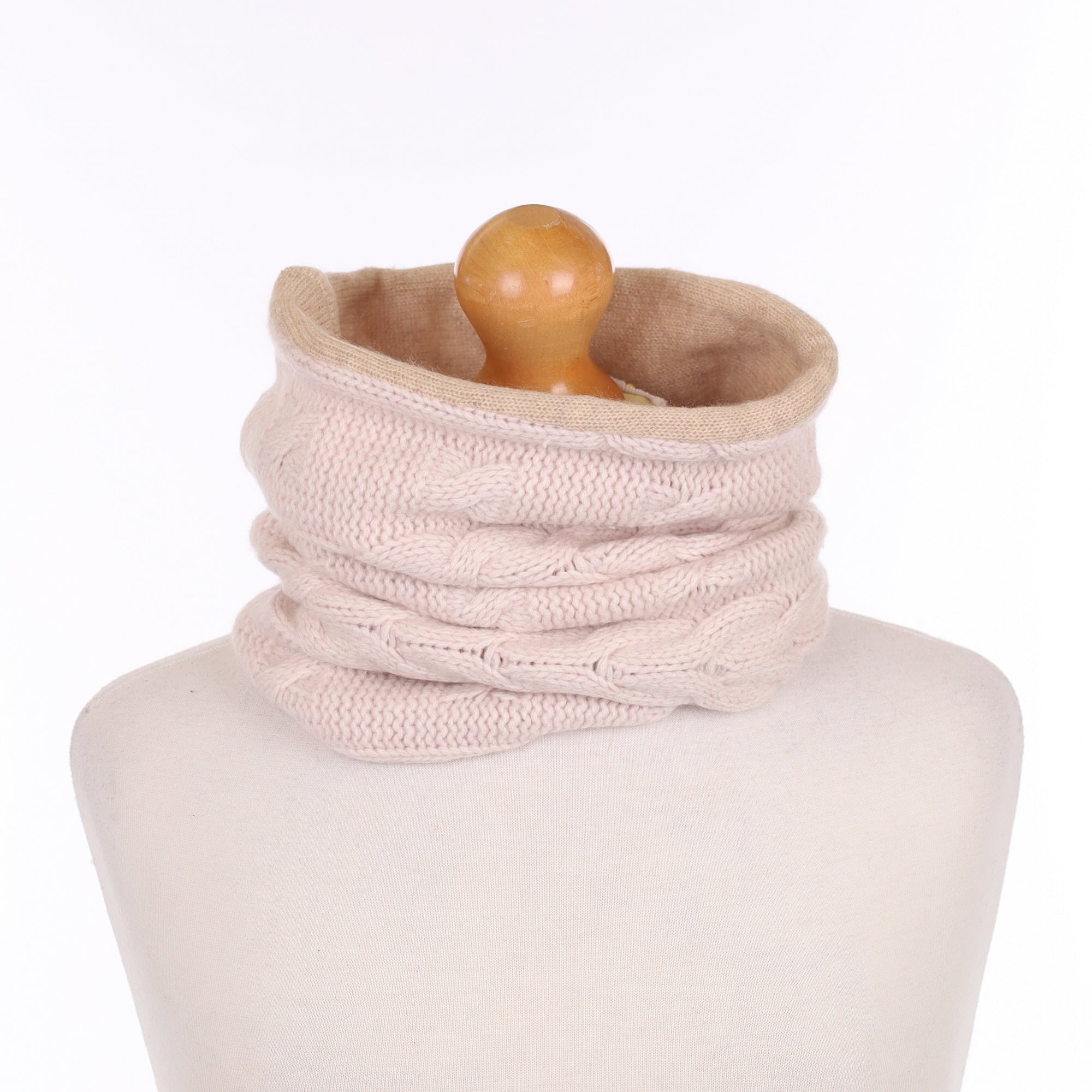 Cream Cable and Beige Luxury Double Layered Snood