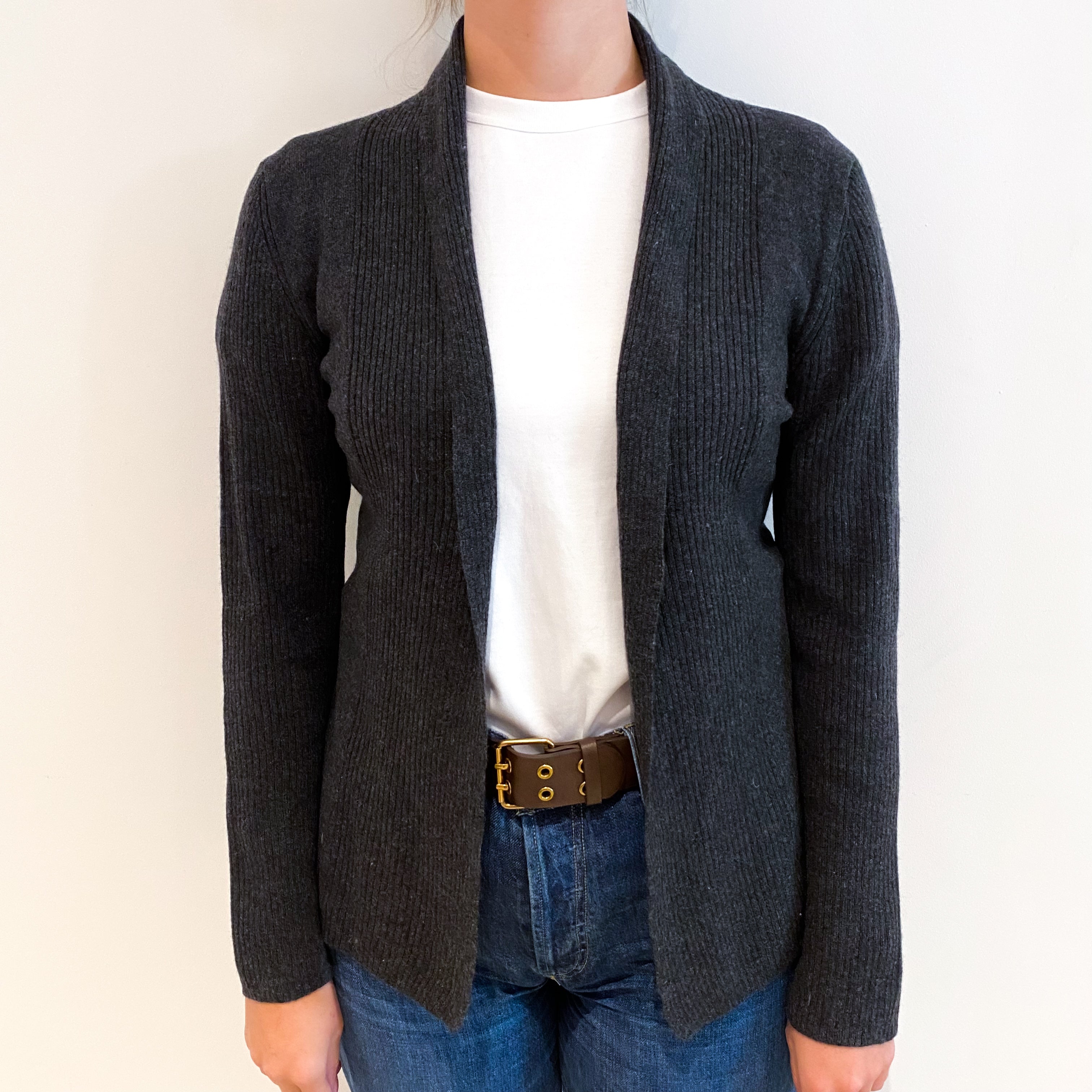 Slate Grey Cashmere Edge to Edge Cardigan Small