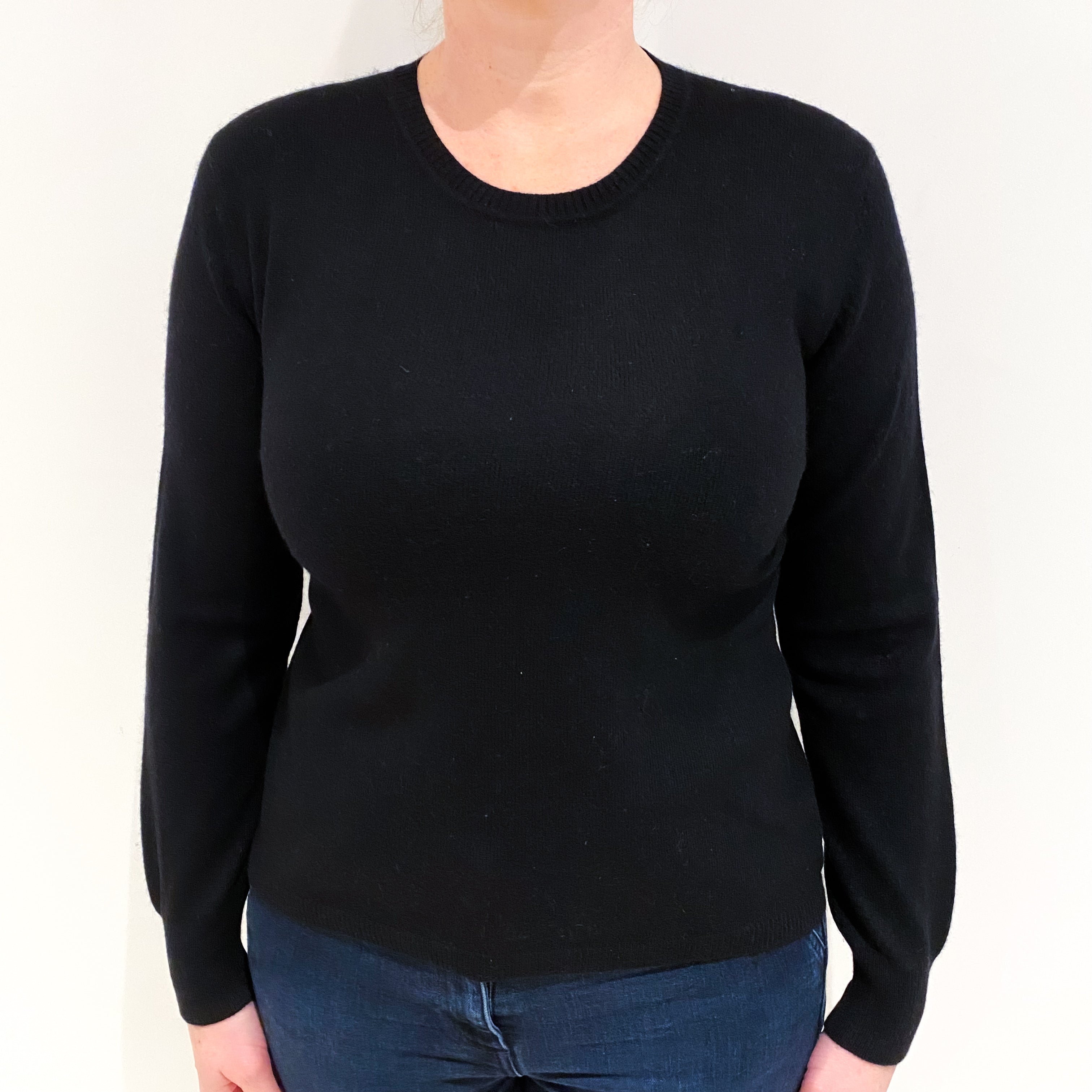 Black Cashmere Crew Neck Jumper Large