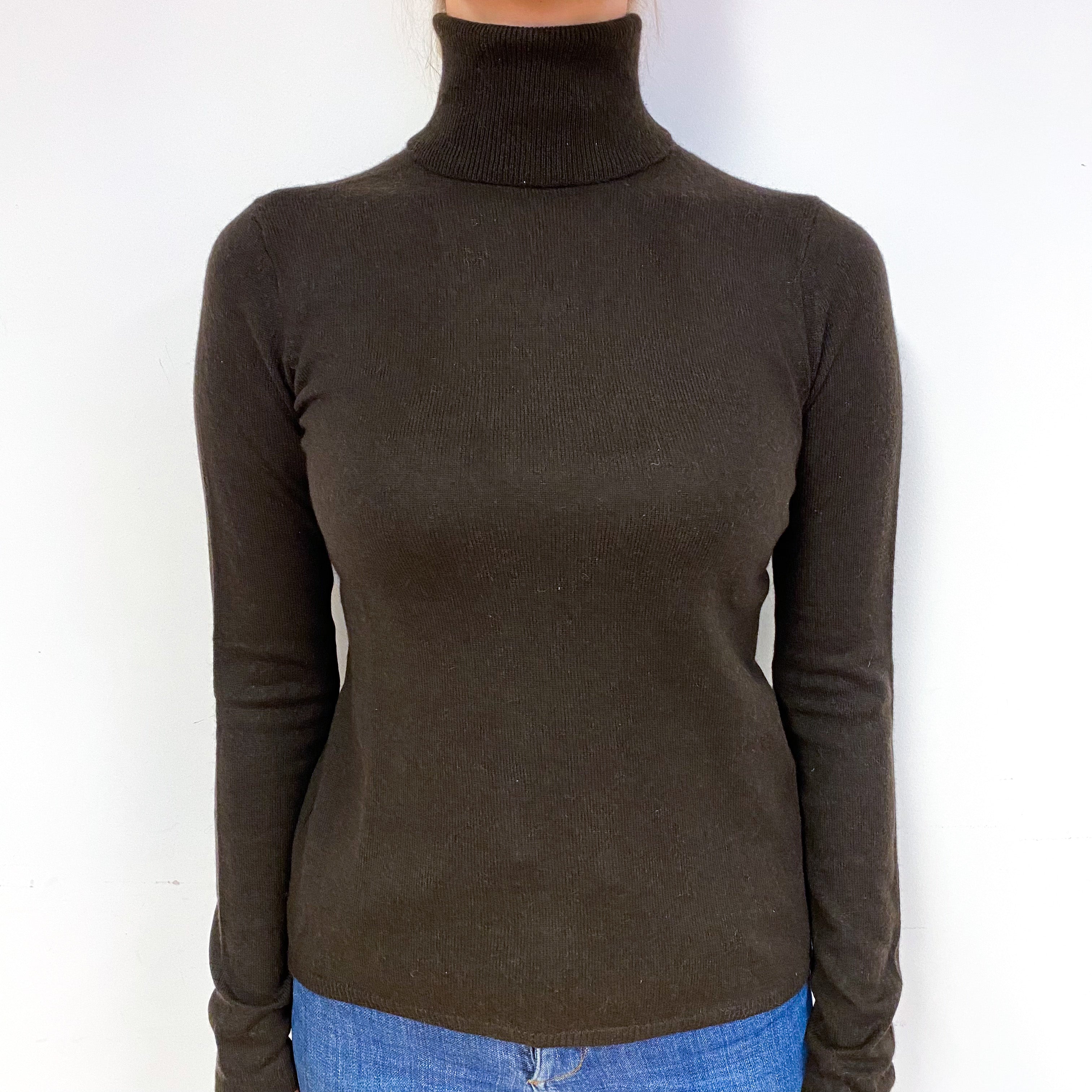Peppercorn Brown Cashmere Polo Neck Jumper Small