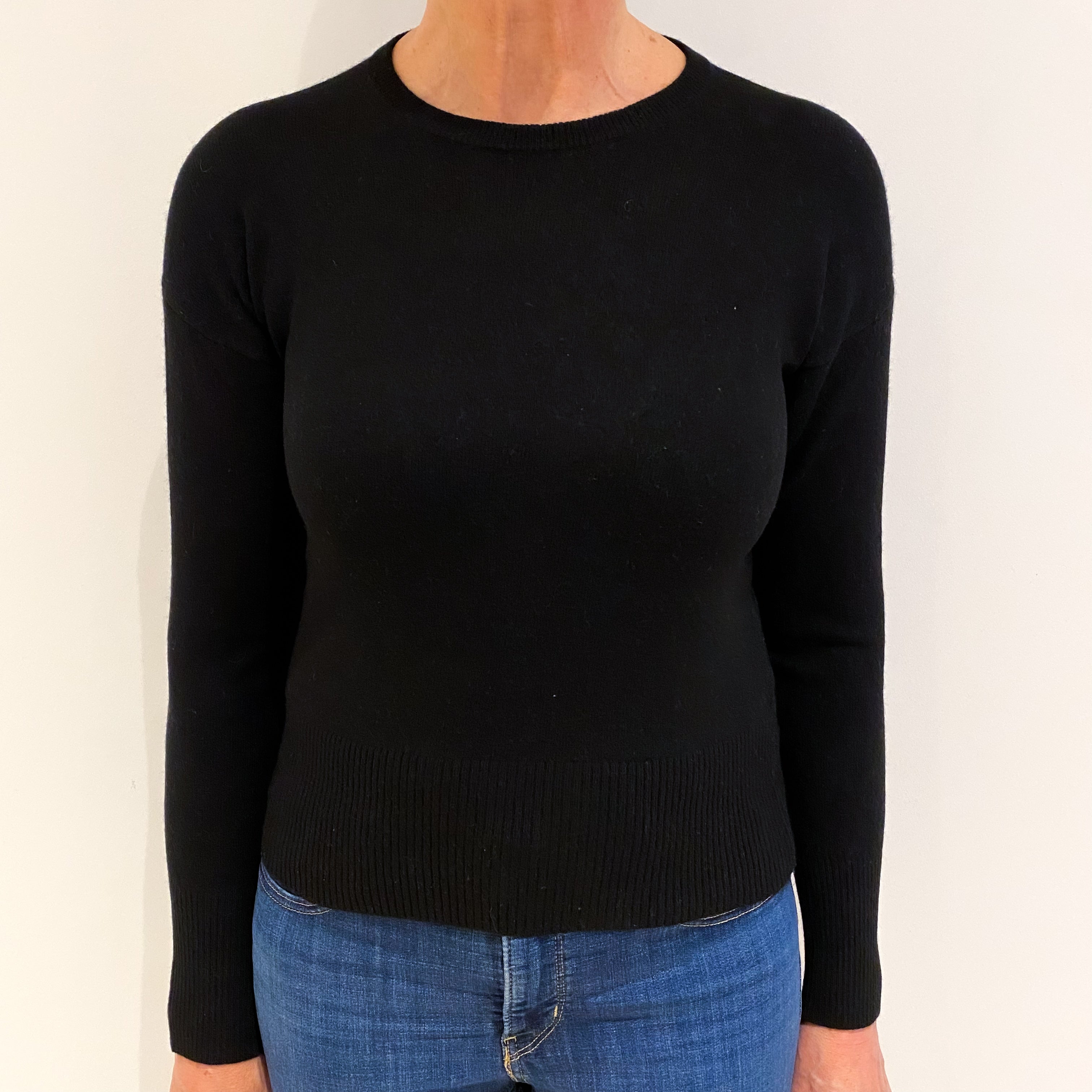 Black Cashmere Crew Neck Jumper Medium