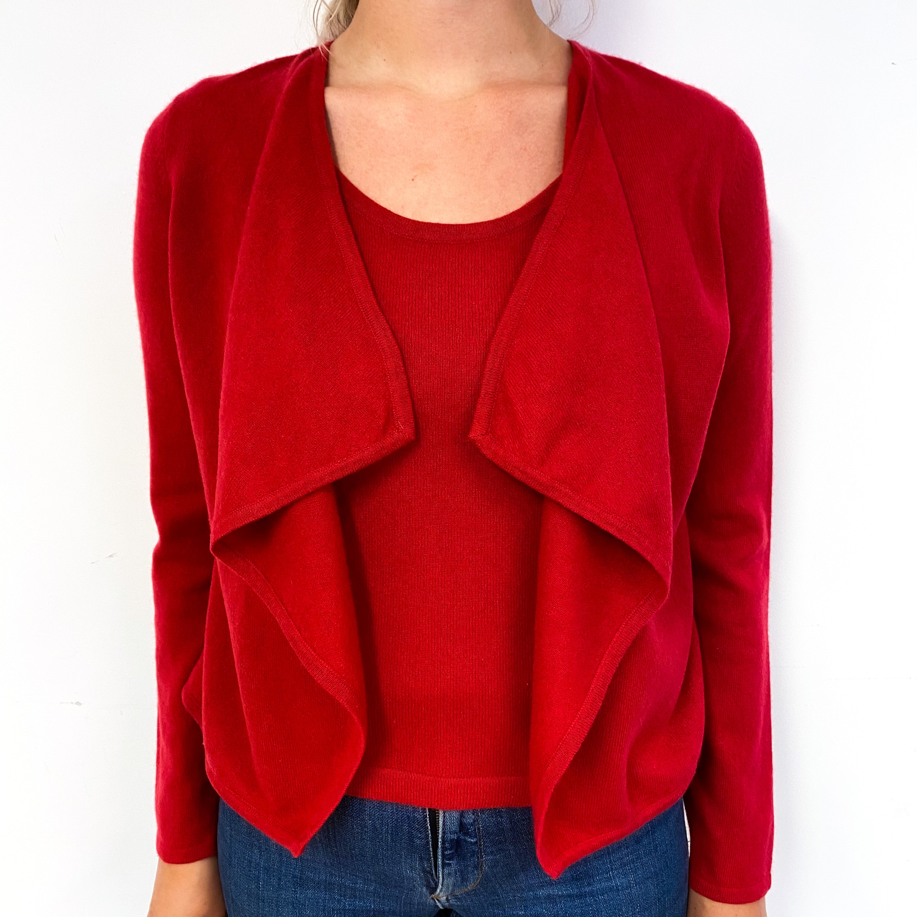 Scarlet Red Two in One Cashmere Cardigan/Top Small