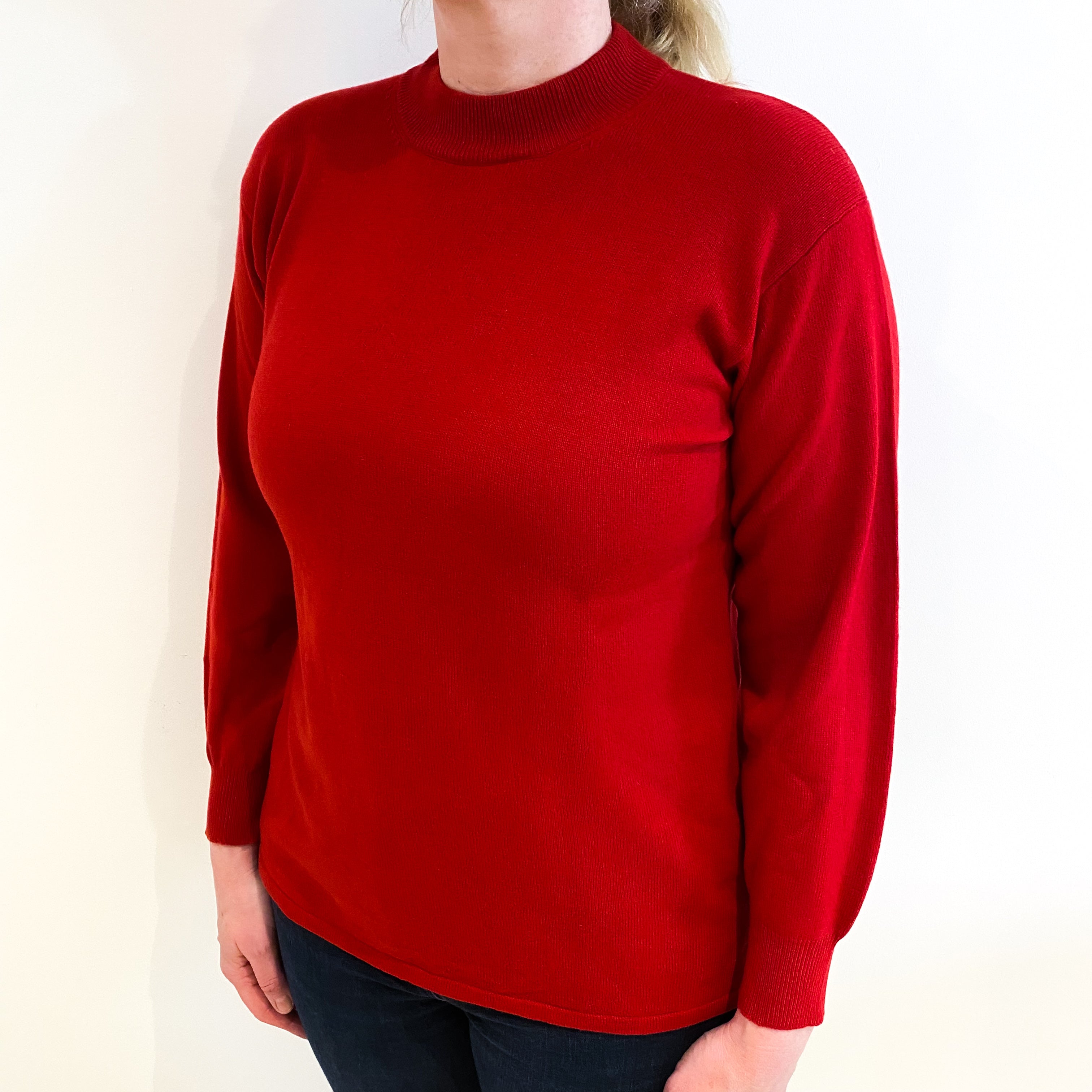 Post Box Red Cashmere Turtle Neck Jumper Large