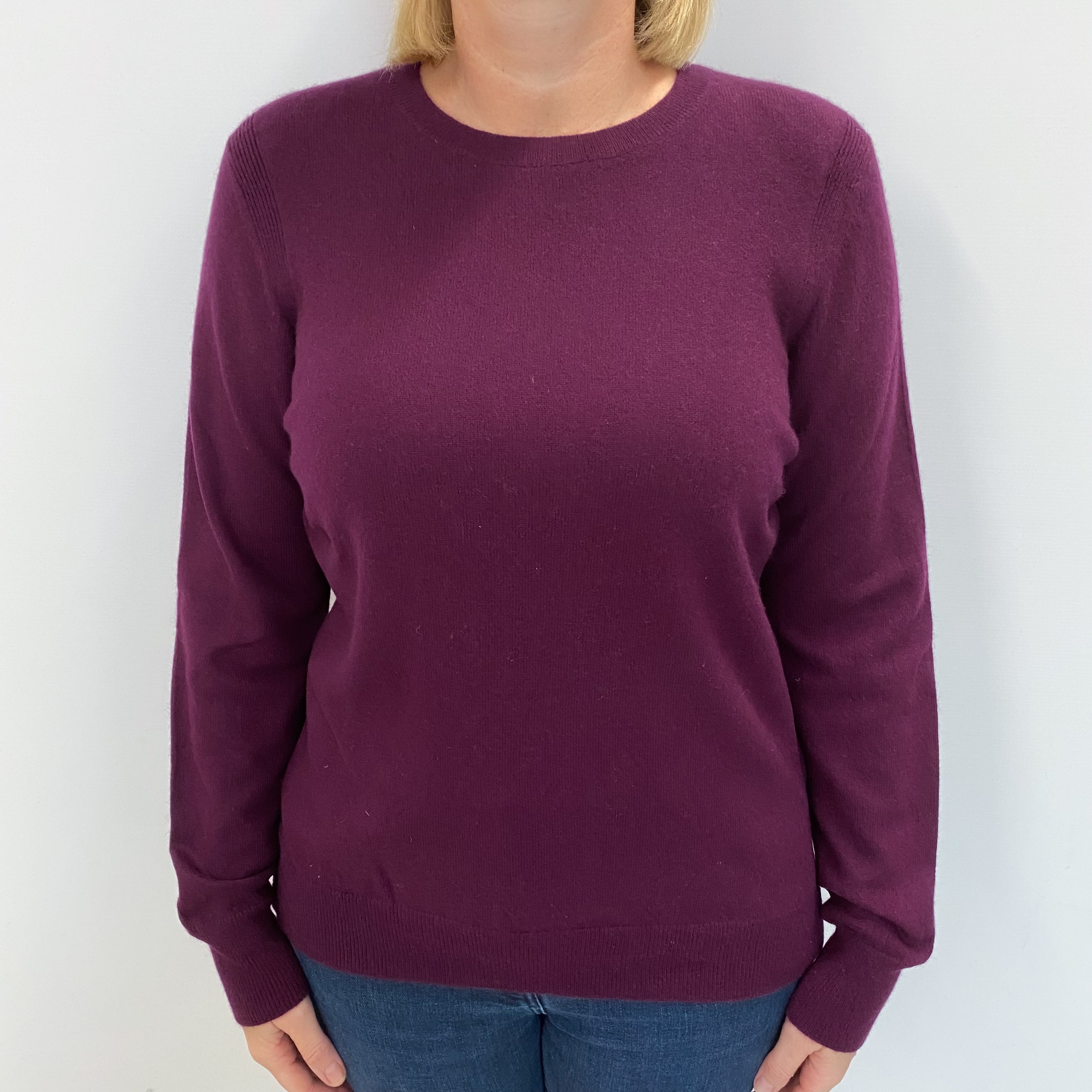 Mulberry Purple Cashmere Crew Neck Jumper Large