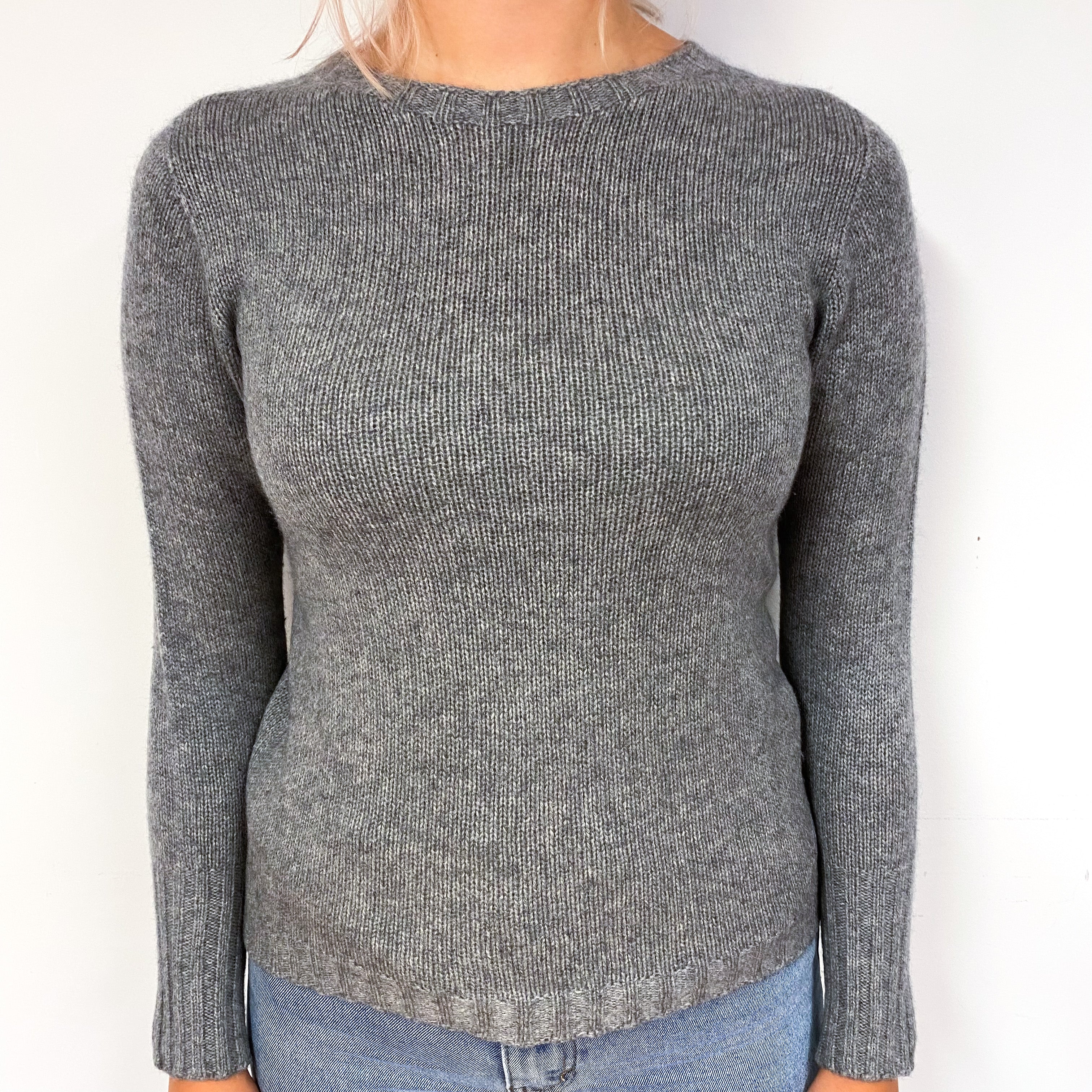 Ash Grey Cashmere Crew Neck Jumper Small