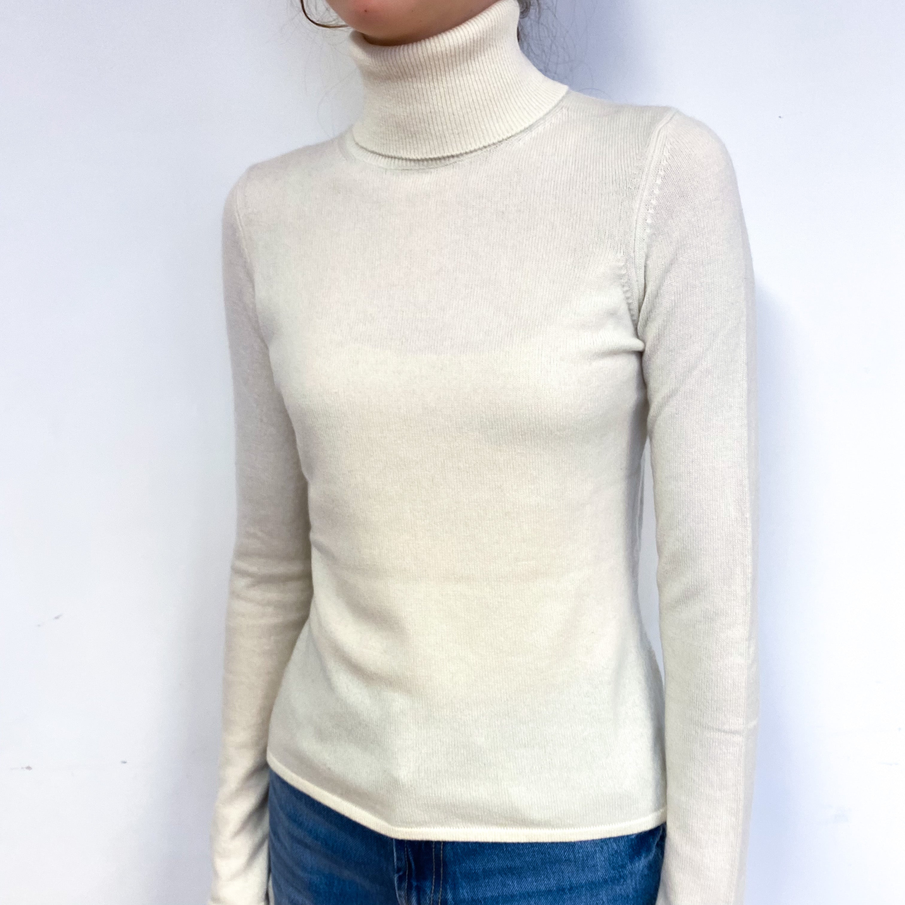 Cream Cashmere Polo Neck Jumper Extra Small