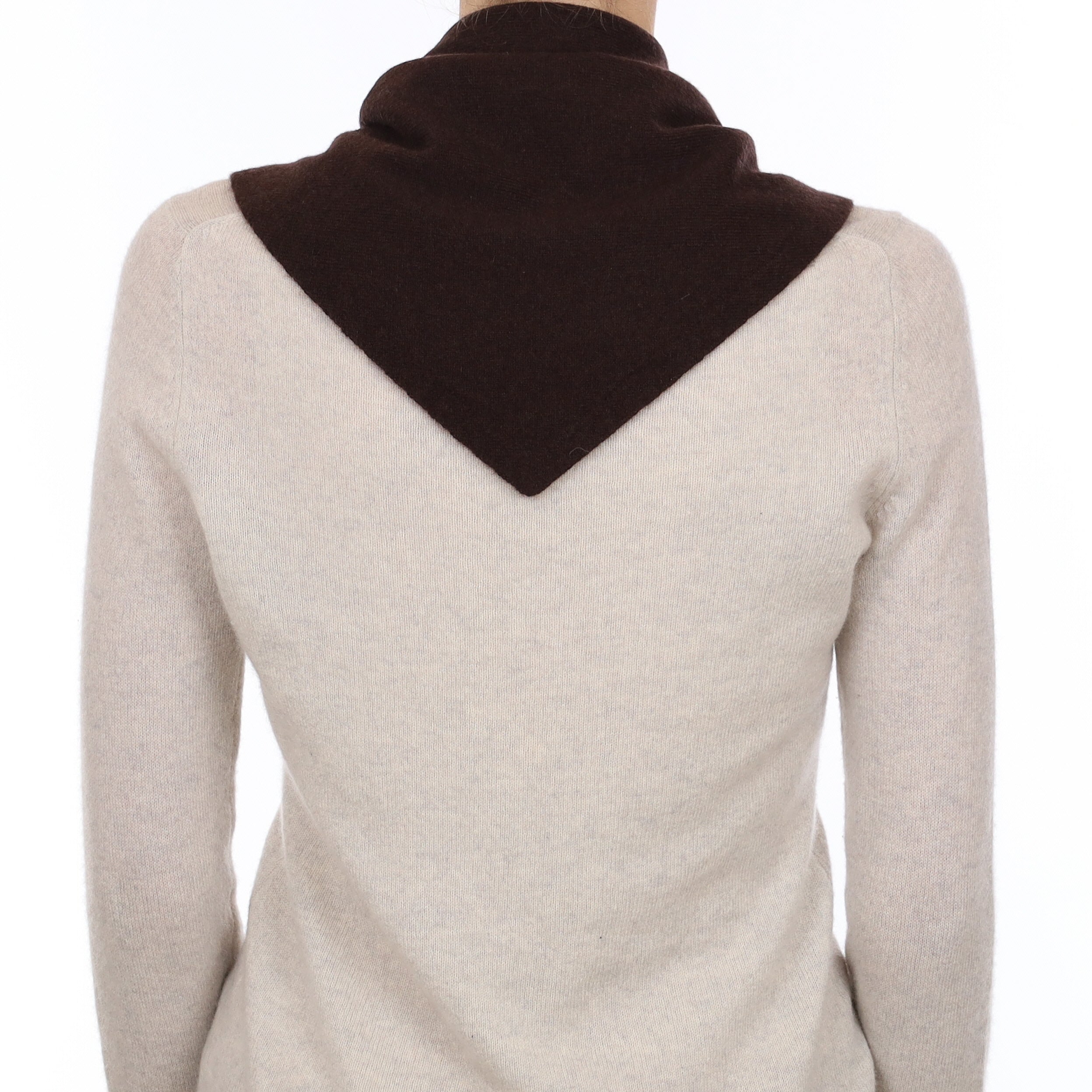 Brand New Black Coffee Recycled Cashmere Triangle Scarf