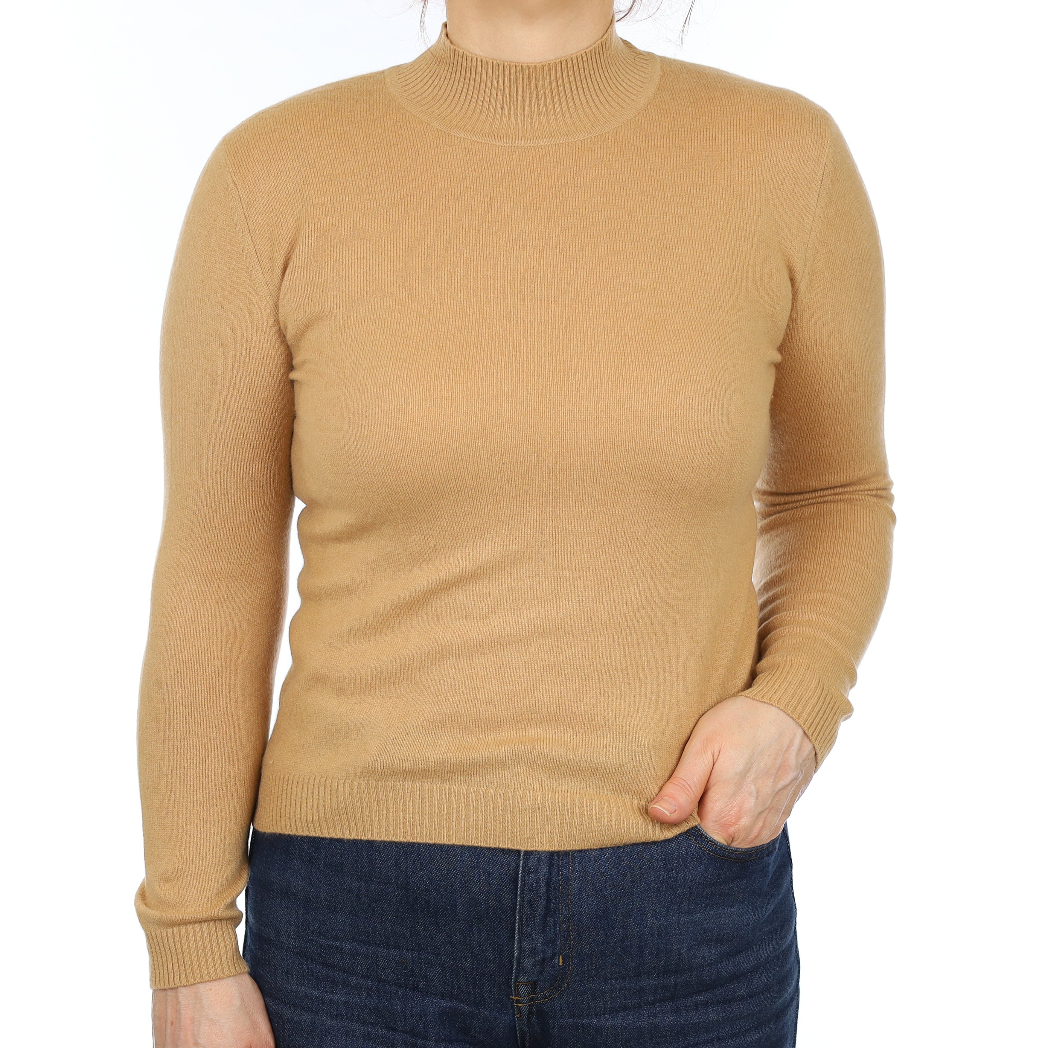 Caramel Brown Cashmere Turtle Neck Jumper Medium